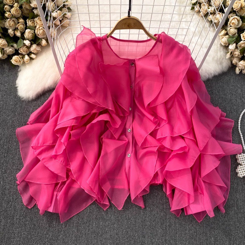 Pankh Sisi Ruffle Organza Shirt Top