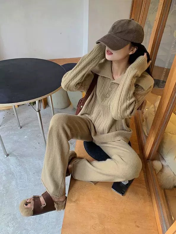 Pankh Meshor Woolen Formal Collar Top and Pant Coord Set