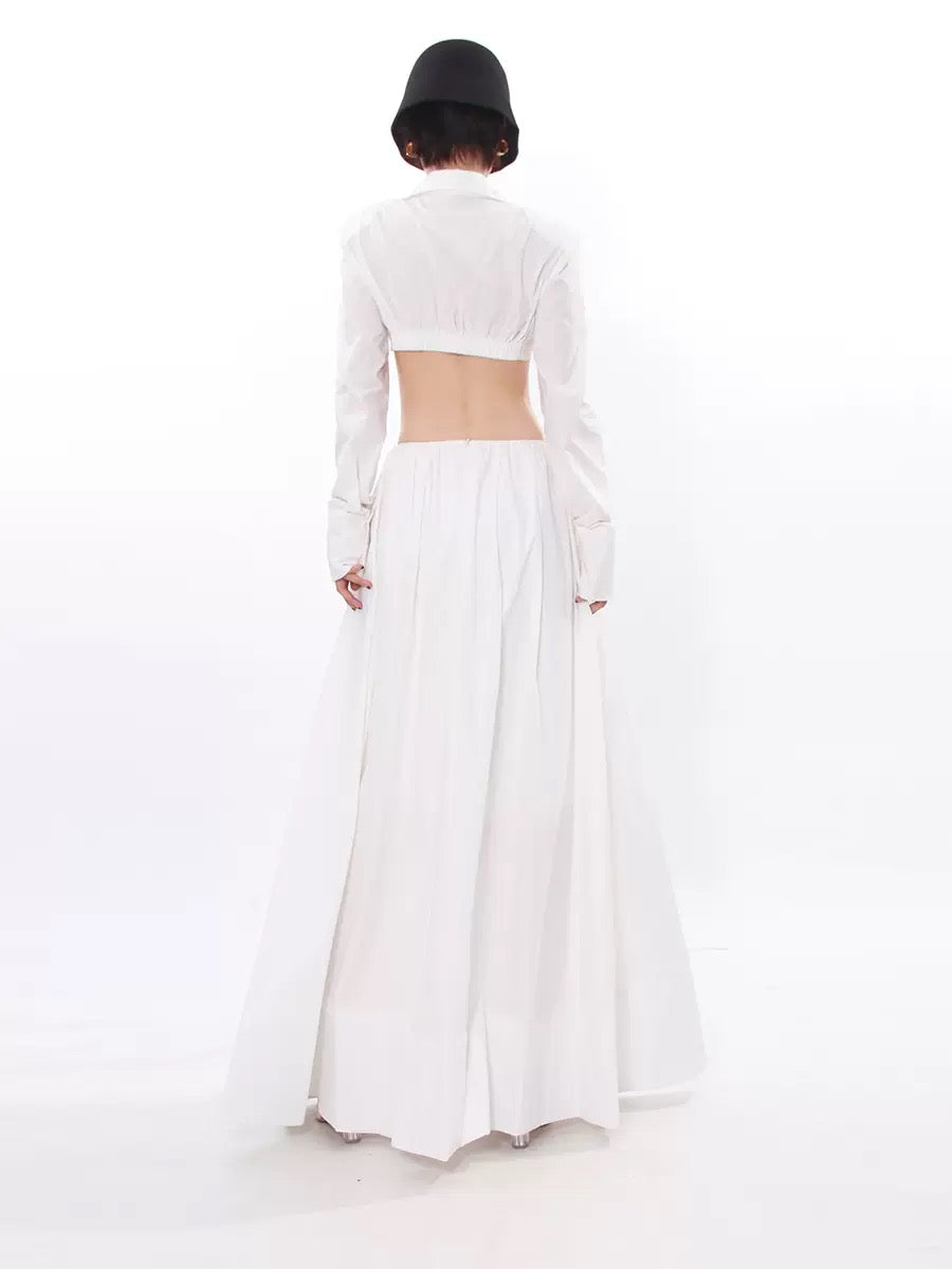 Pankh Akula Cotton Ruched Crop Top & Skirt Coord Set