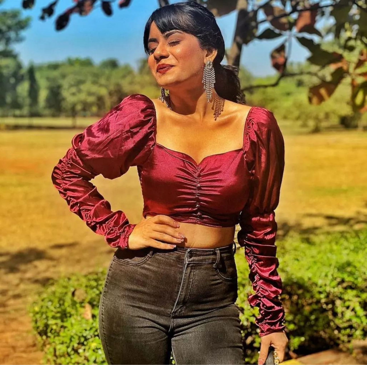 Pankh Emy Shimmer Satin Crop Top