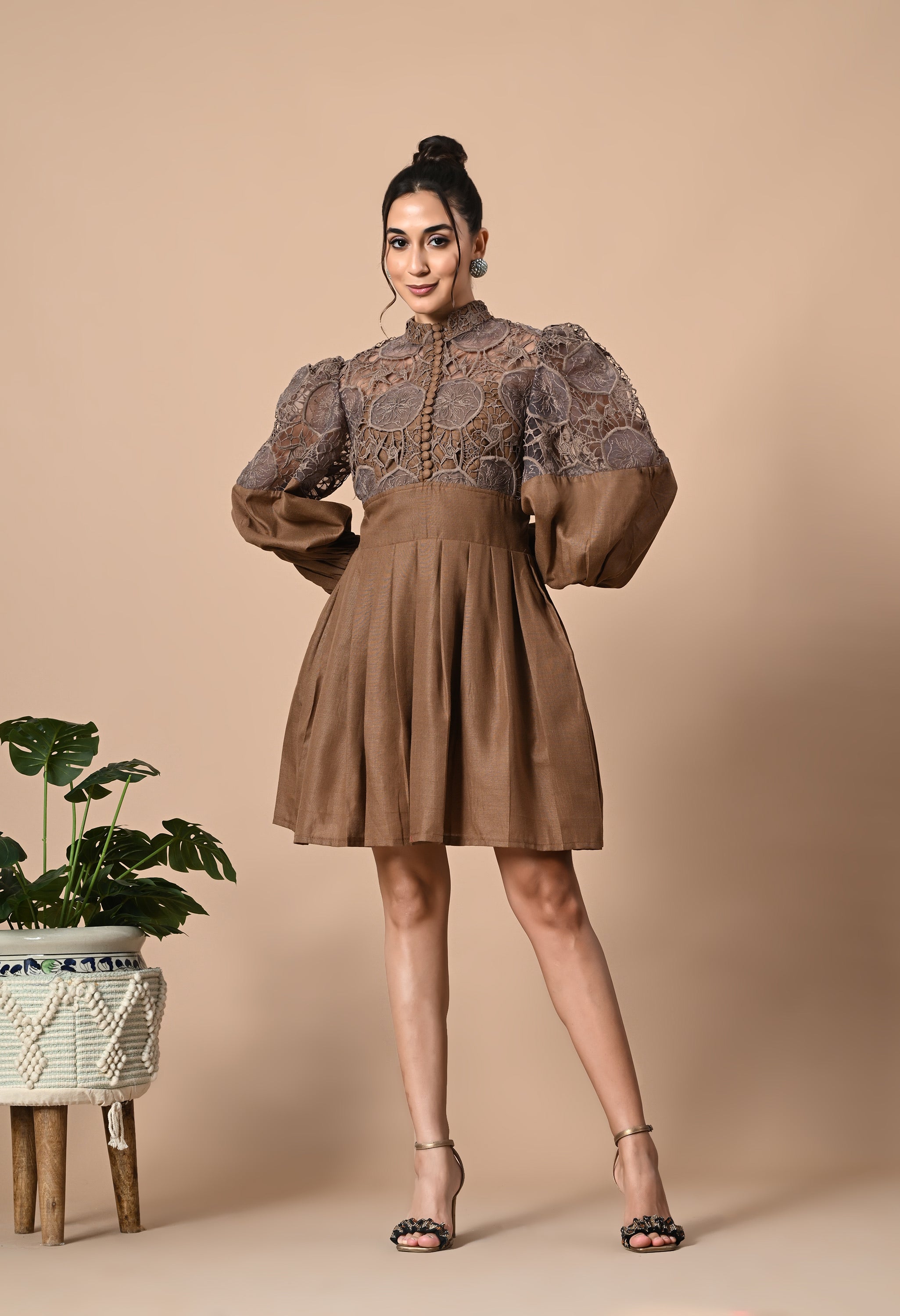 Pankh Netzie High Fashion Short Linen Organza Dress