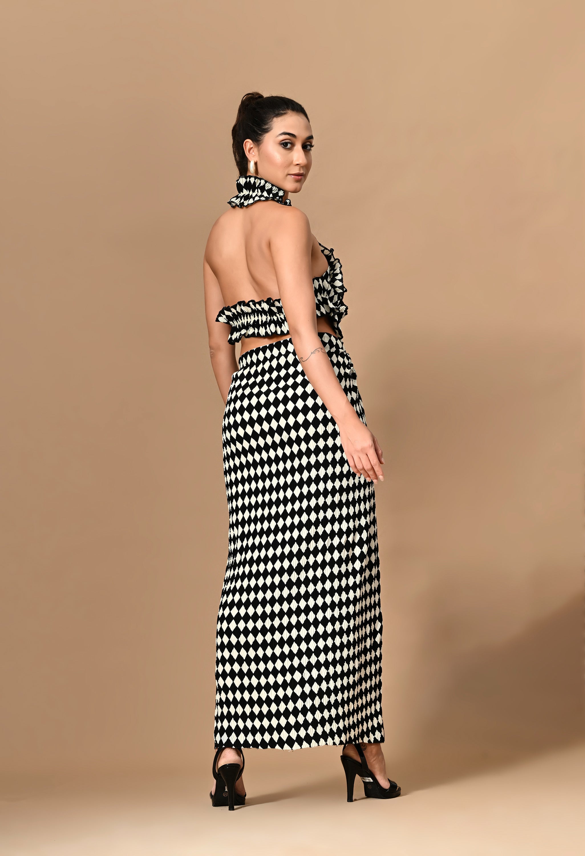 Pankh Luxe Maze High Fashion Crop Top and Drape Skirt Coord Set