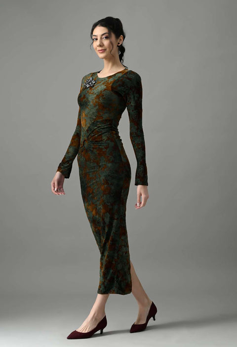 Pankh Alby Flocking Velvet Party Wear Maxi Dress