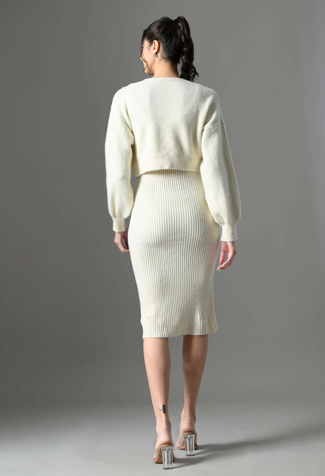 Pankh Elvish Luxe Embellished Woolen Long Dress and Coat Set