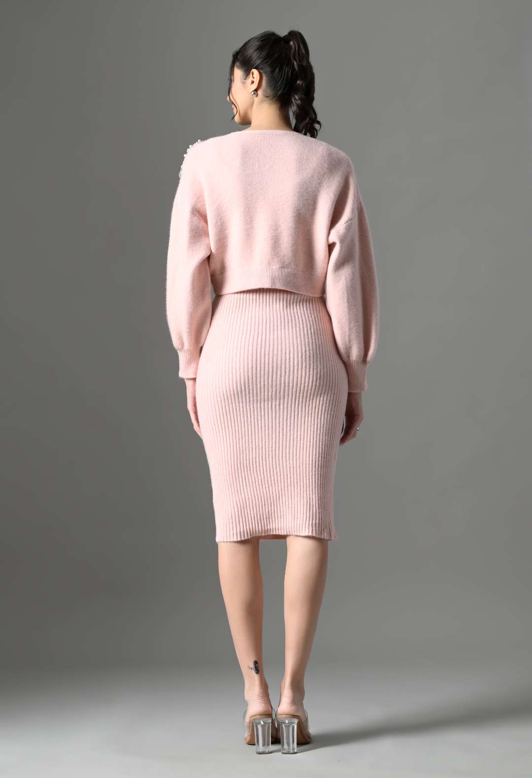 Pankh Elvish Luxe Embellished Woolen Long Dress and Coat Set