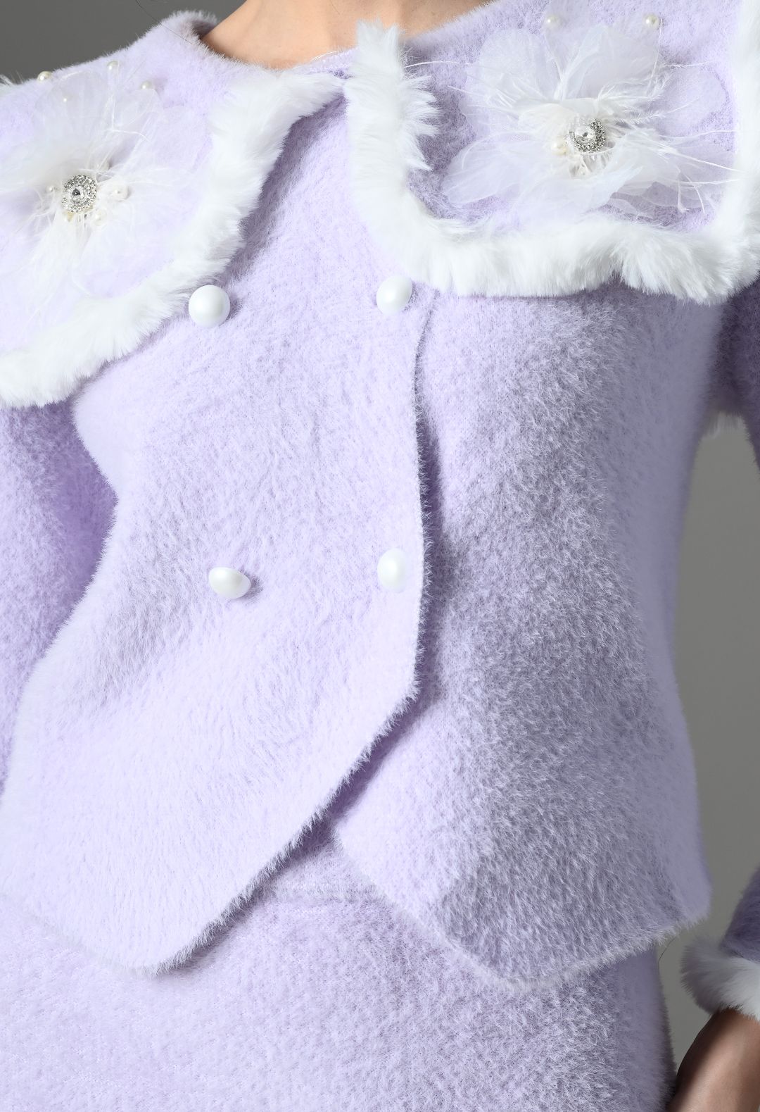 Pankh Amelia Soft Wool Fur and Flower Embellished Luxe Co-Ord Set