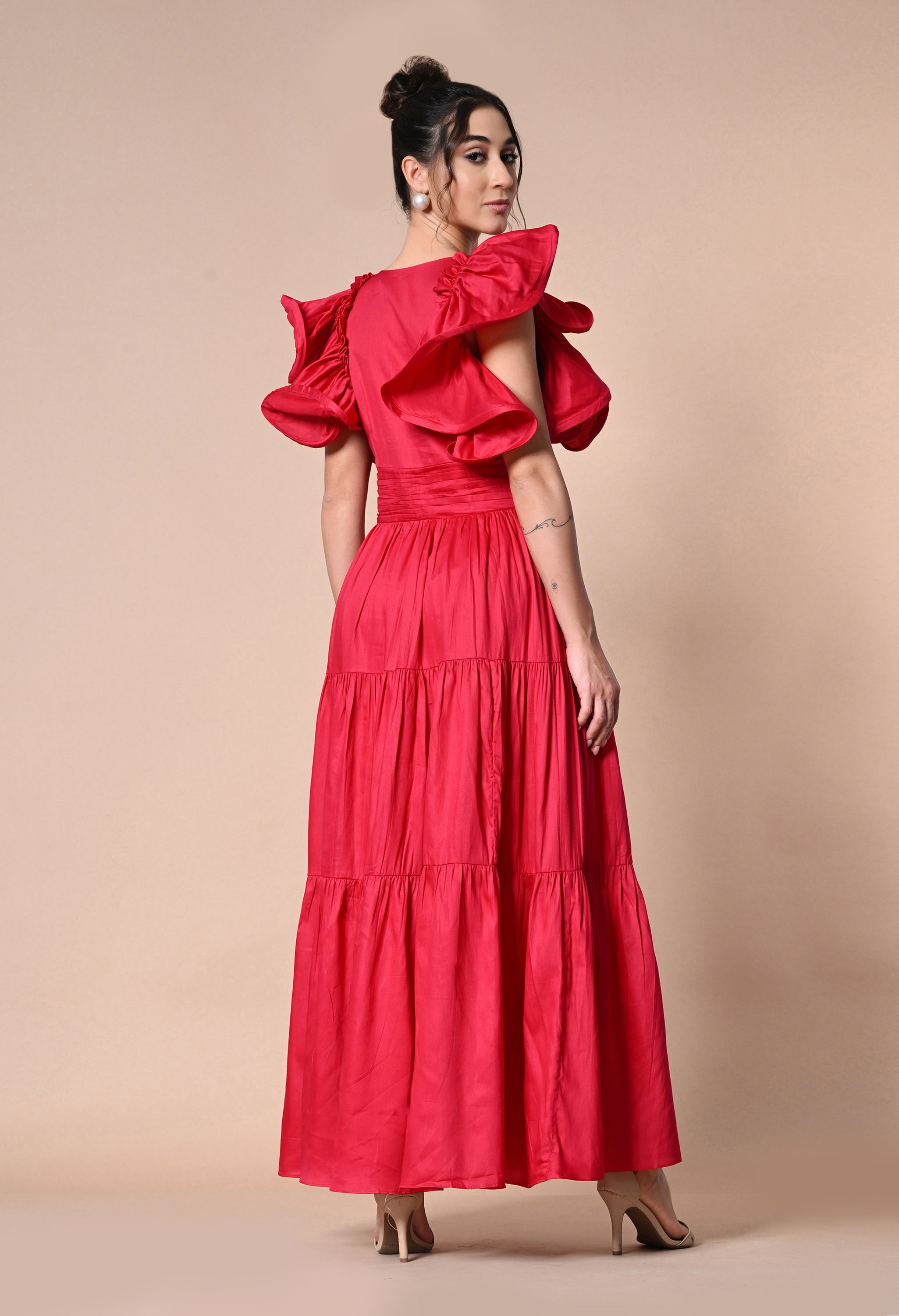 Pankh Suzan Ruffle Sleeve Maxi Dress