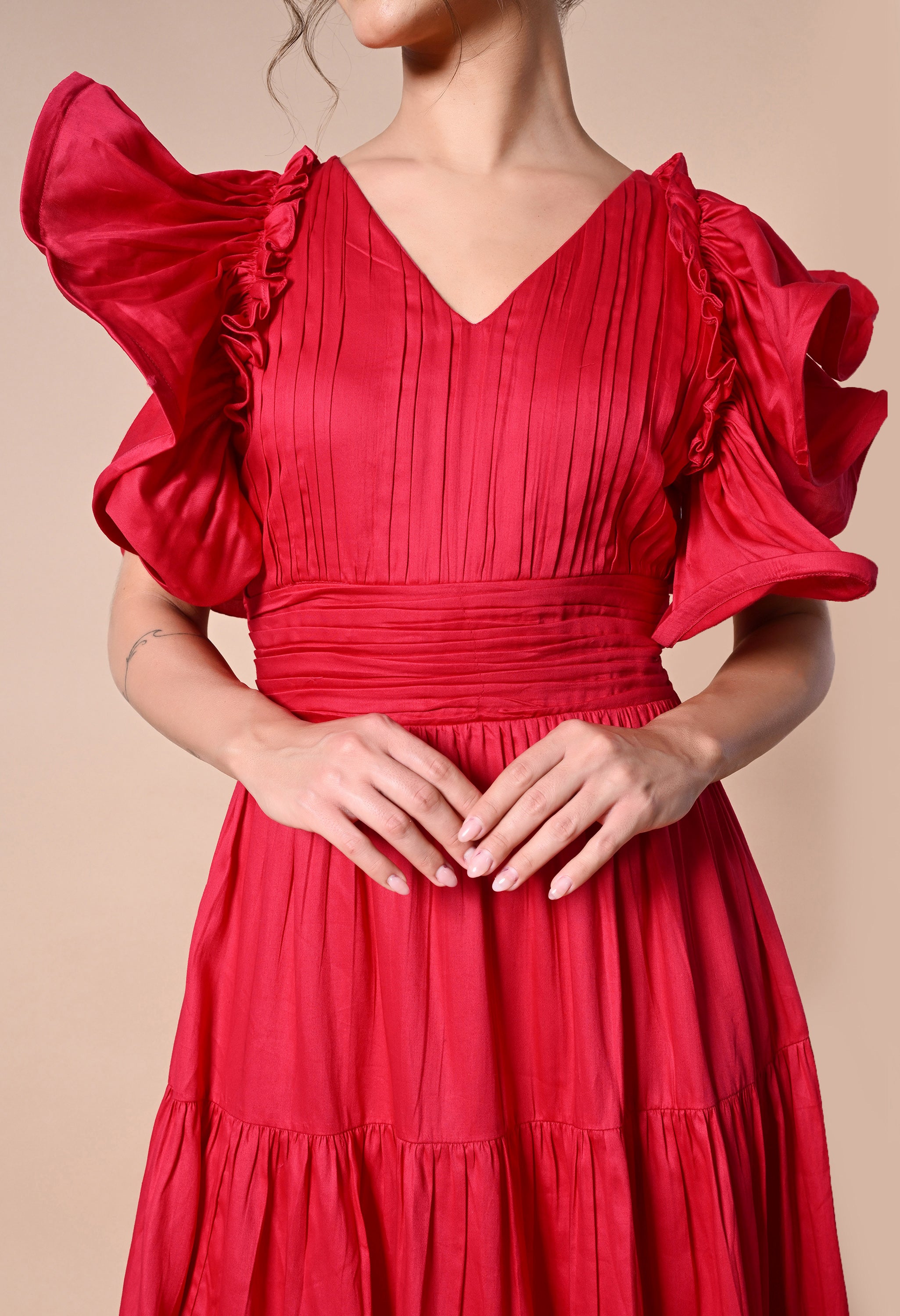 Pankh Suzan Ruffle Sleeve Maxi Dress