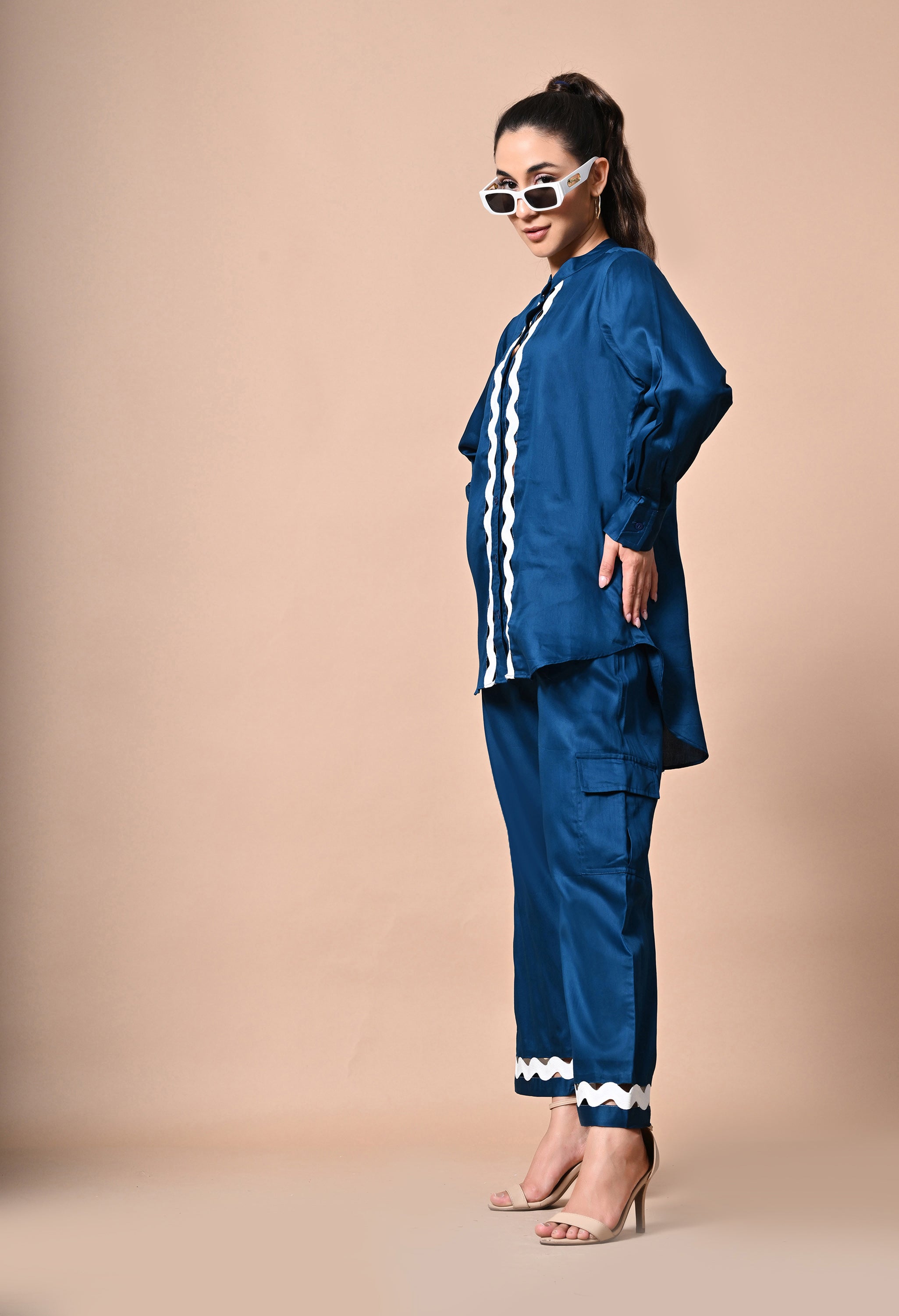 Pankh Nevio Pure Cotton Long Shirt & Pant Coord Set