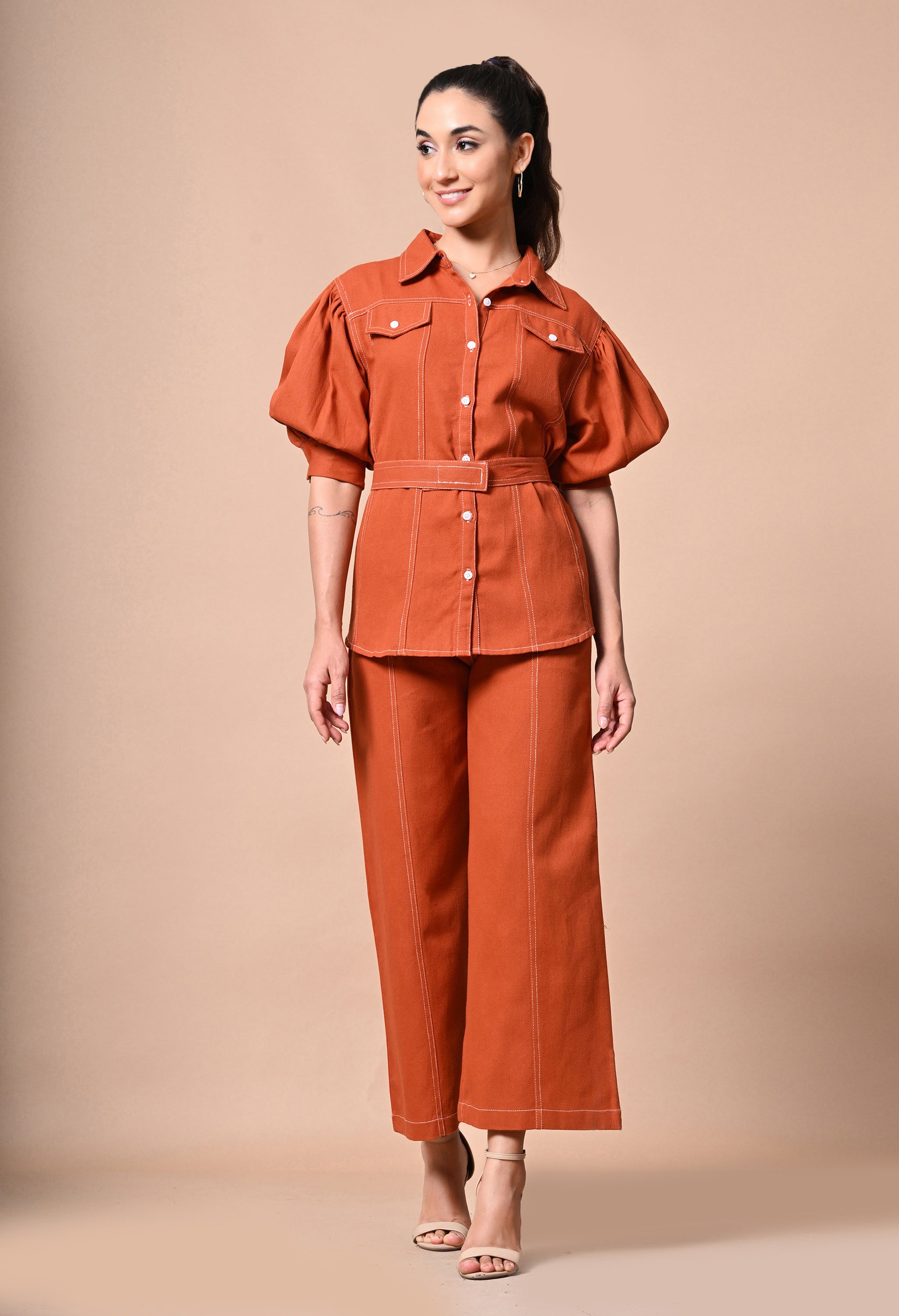 Pankh Hansy Rice Stiching Coord Set With Belt
