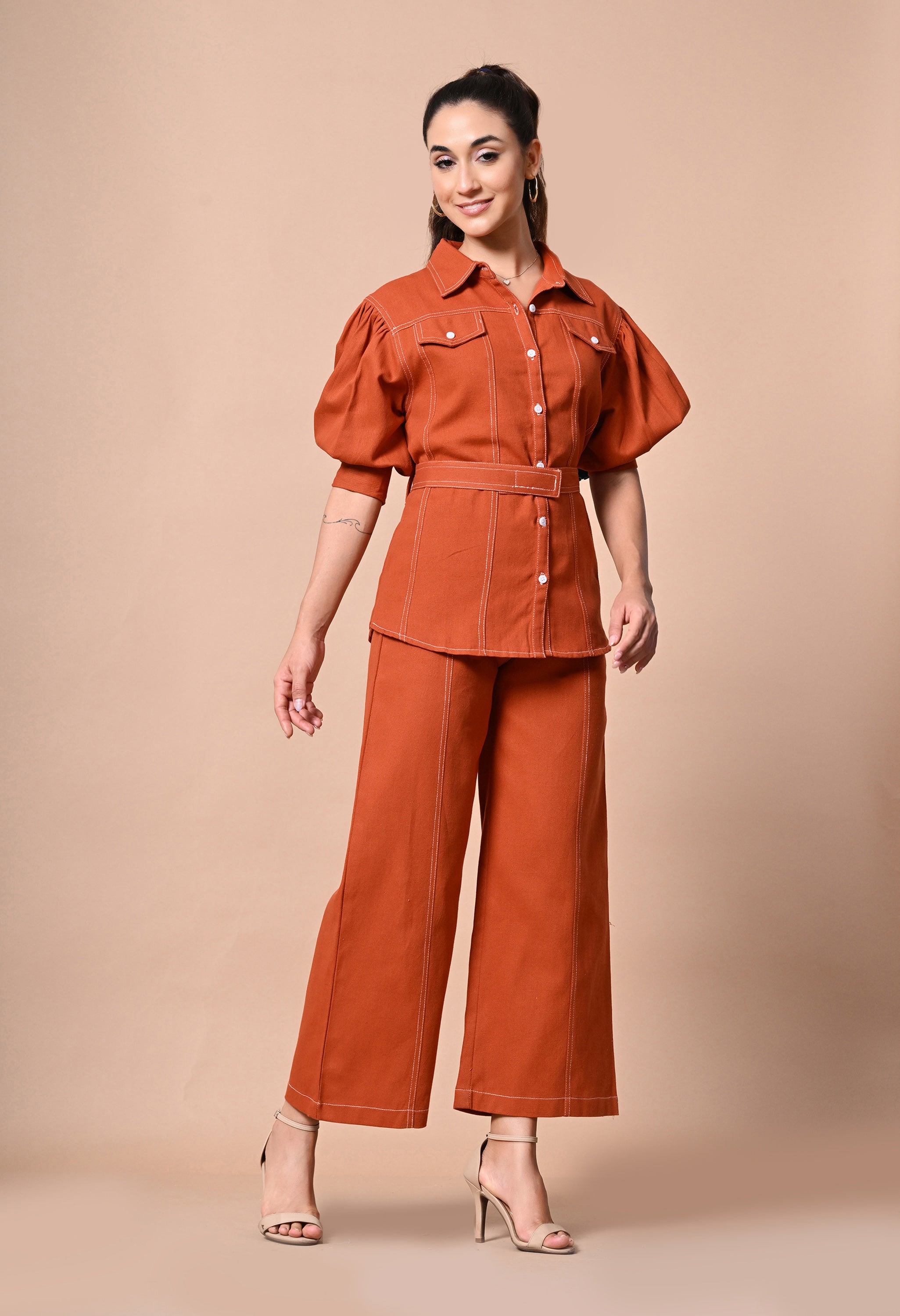 Pankh Hansy Rice Stiching Coord Set With Belt