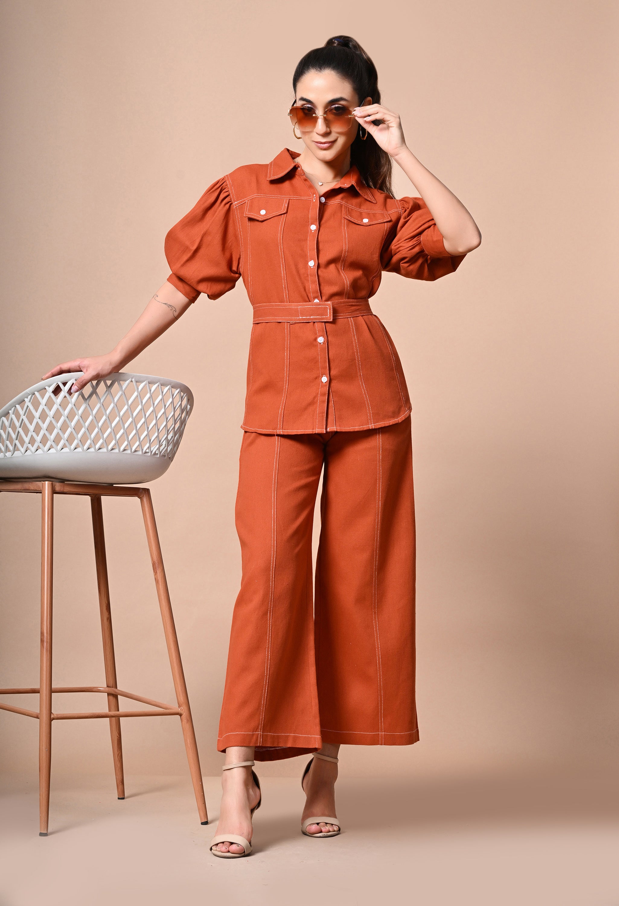 Pankh Hansy Rice Stiching Coord Set With Belt