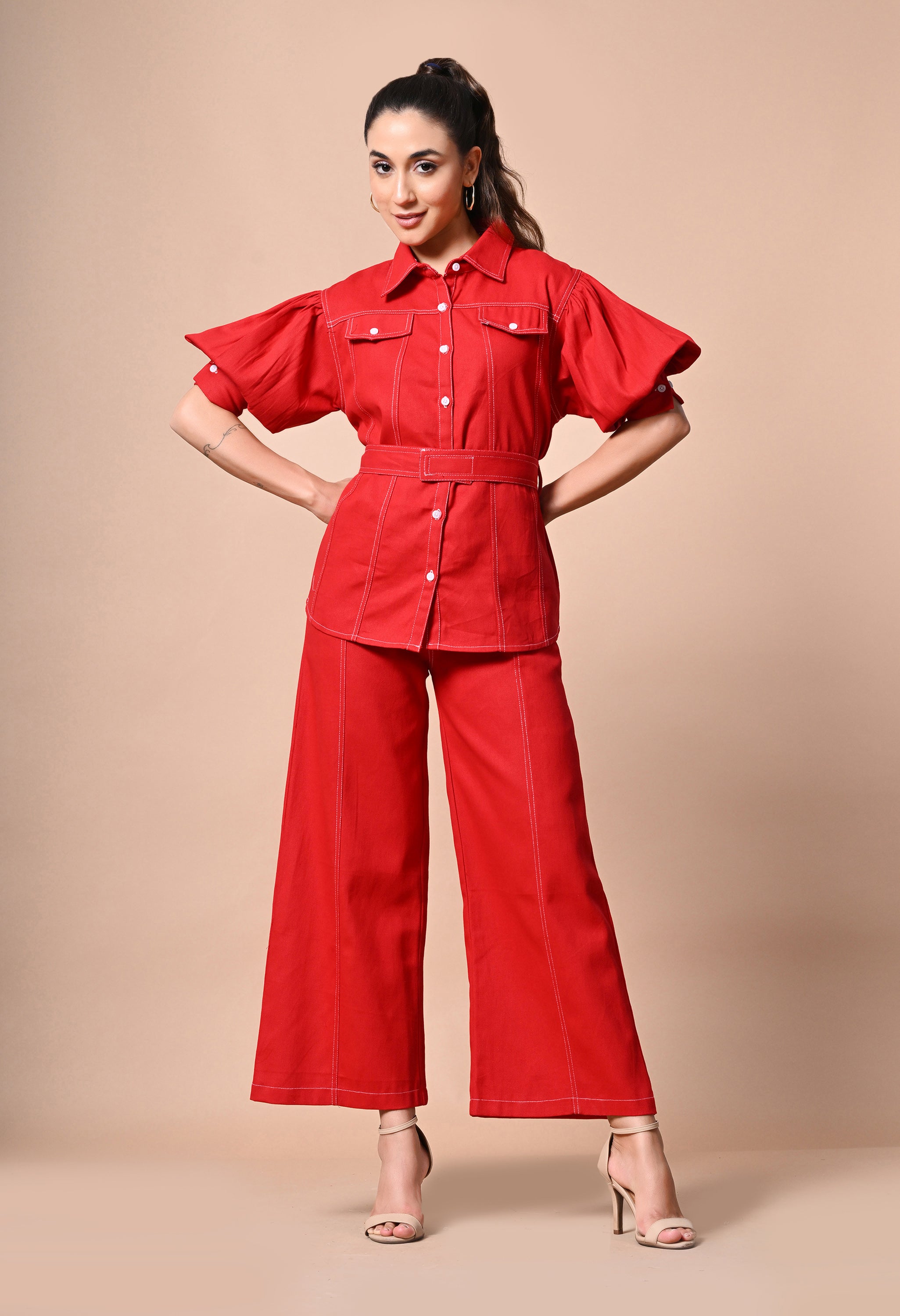 Pankh Hansy Rice Stiching Coord Set With Belt