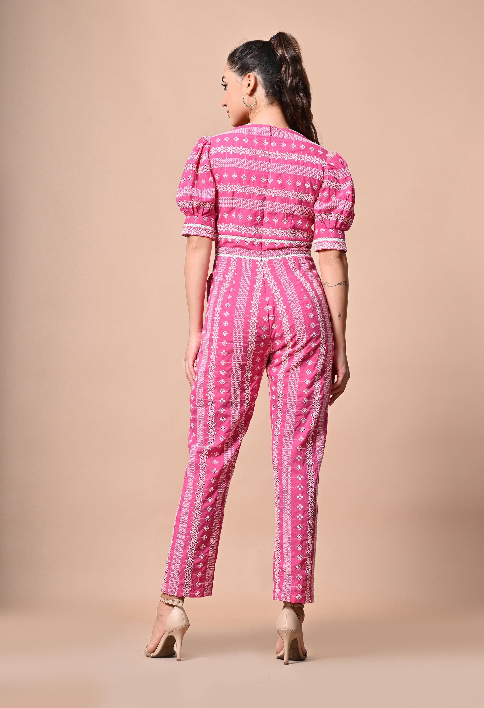 Pankh Swarn Schiffli Cotton Embroidered Jumpsuit