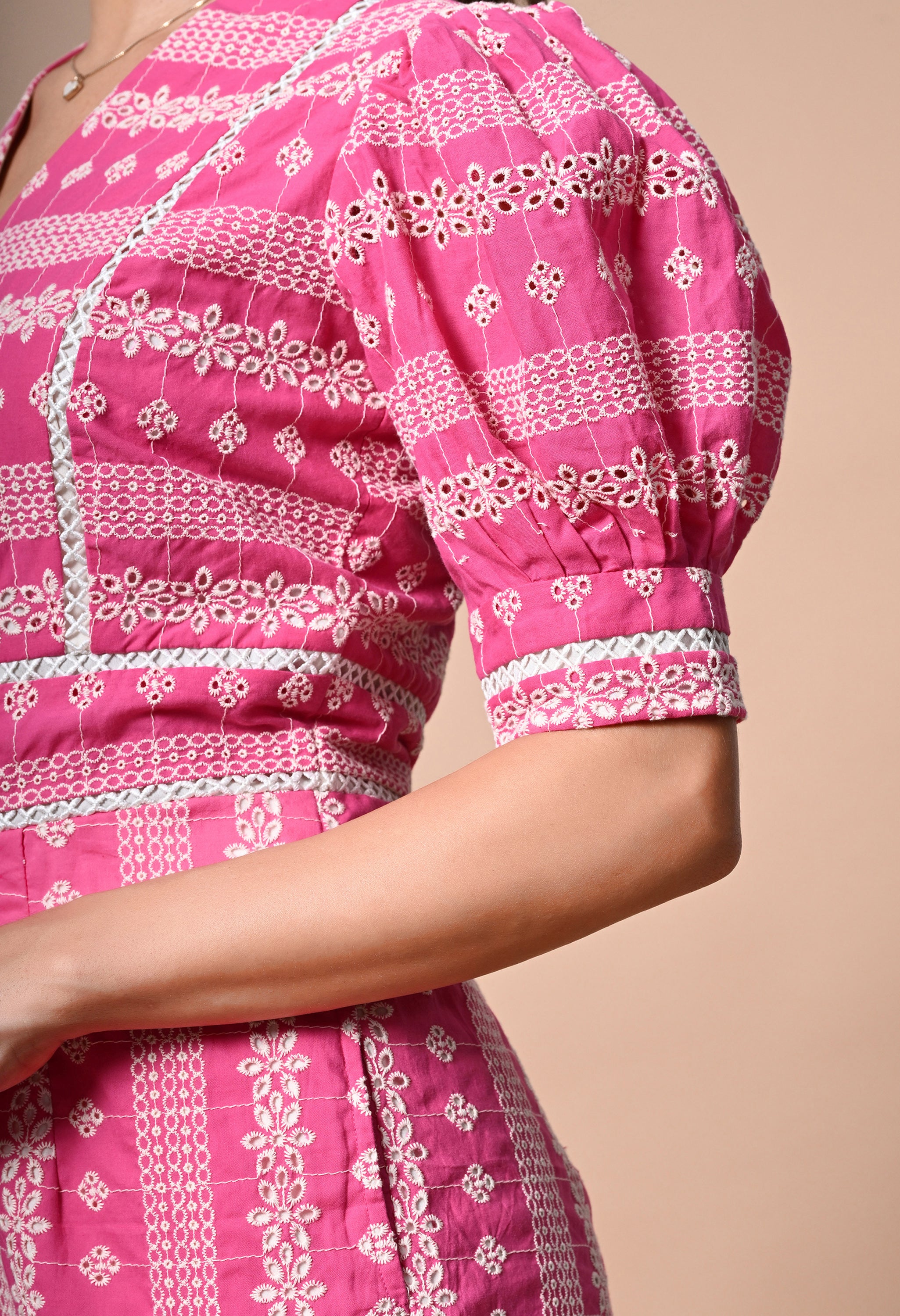 Pankh Swarn Schiffli Cotton Embroidered Jumpsuit