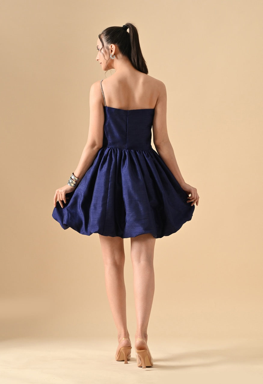 Pankh Donna One Shoulder Mini Balloon Dress with Stone String