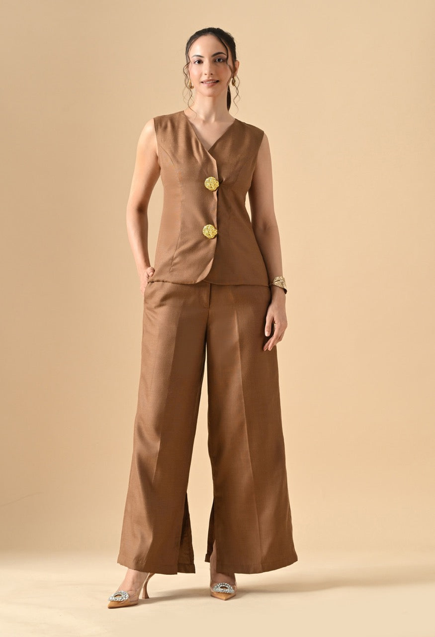 Pankh Gumdrop Linen Cotton Waist Coat and Pant Set