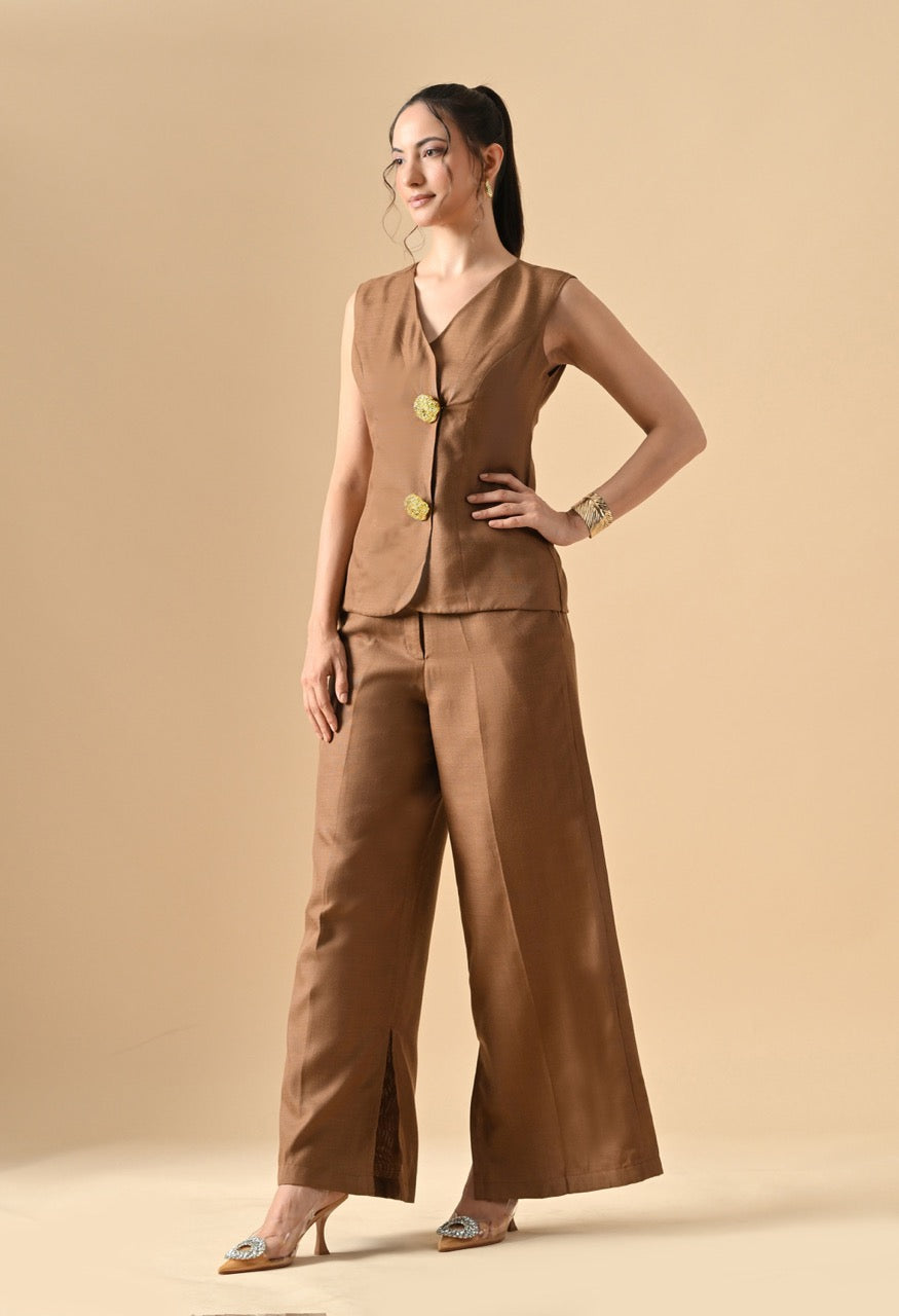 Pankh Gumdrop Linen Cotton Waist Coat and Pant Set