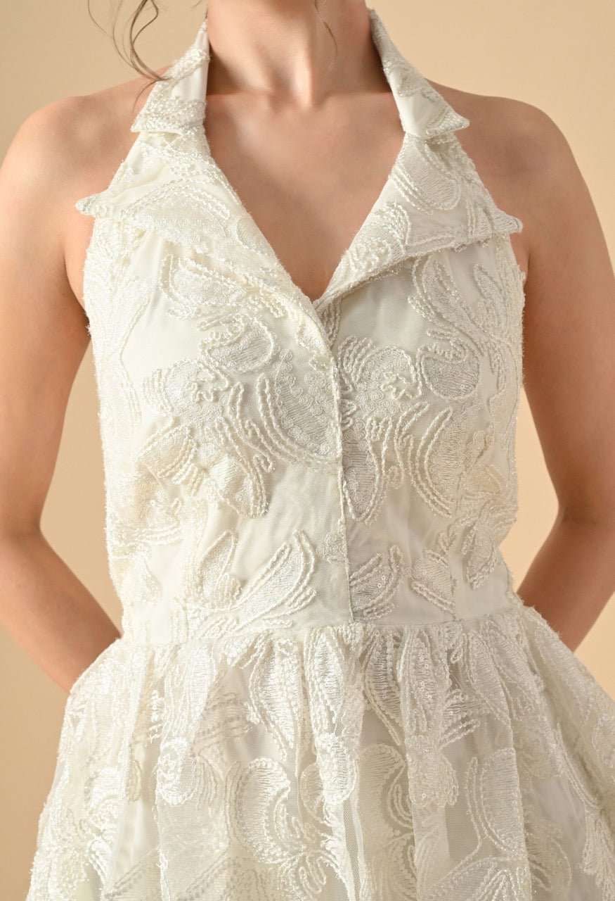 Pankh Avelina Net Floral Thread Work Party Wear Mini Dress