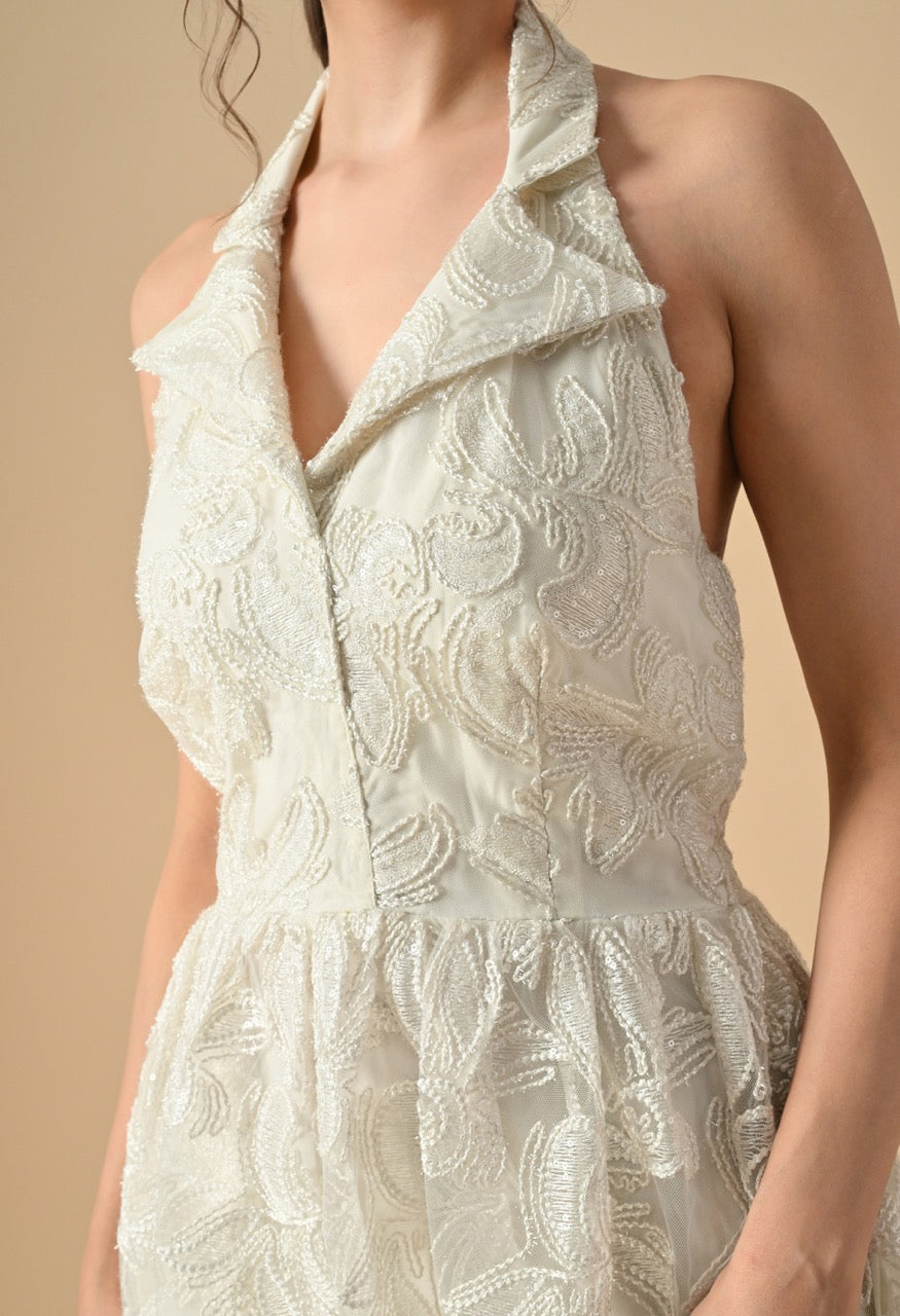 Pankh Avelina Net Floral Thread Work Party Wear Mini Dress