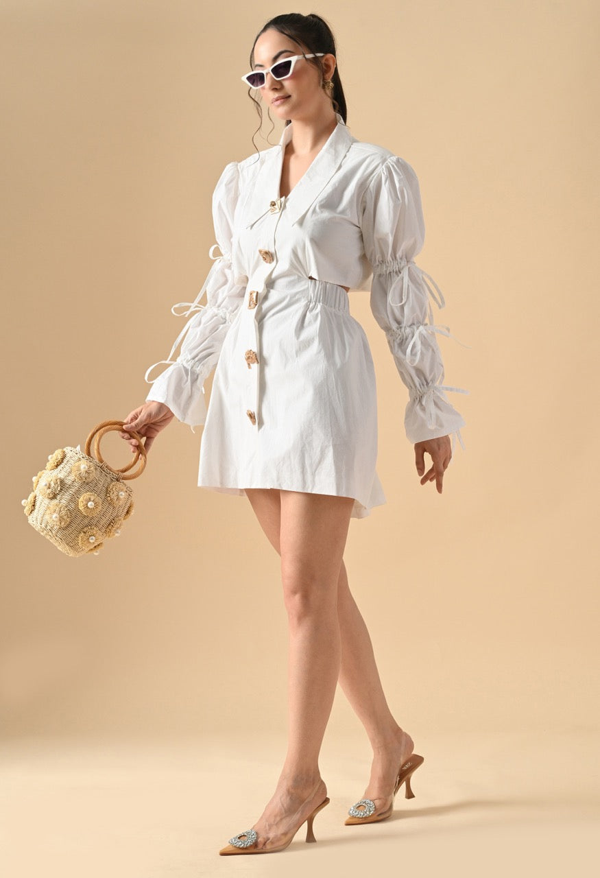 Pankh Evika Designer Cotton Shirt Dress With Face Metal Buttons