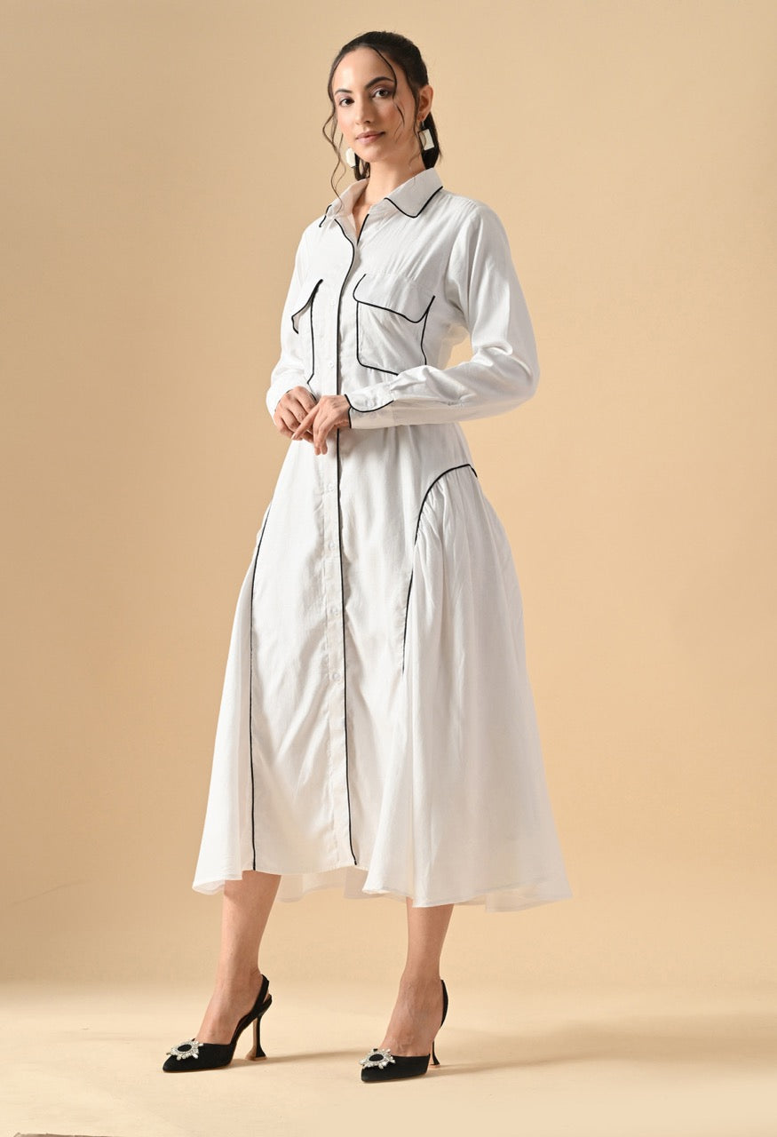 Pankh Siara Cotton Collared Front Opened Shirt Dress