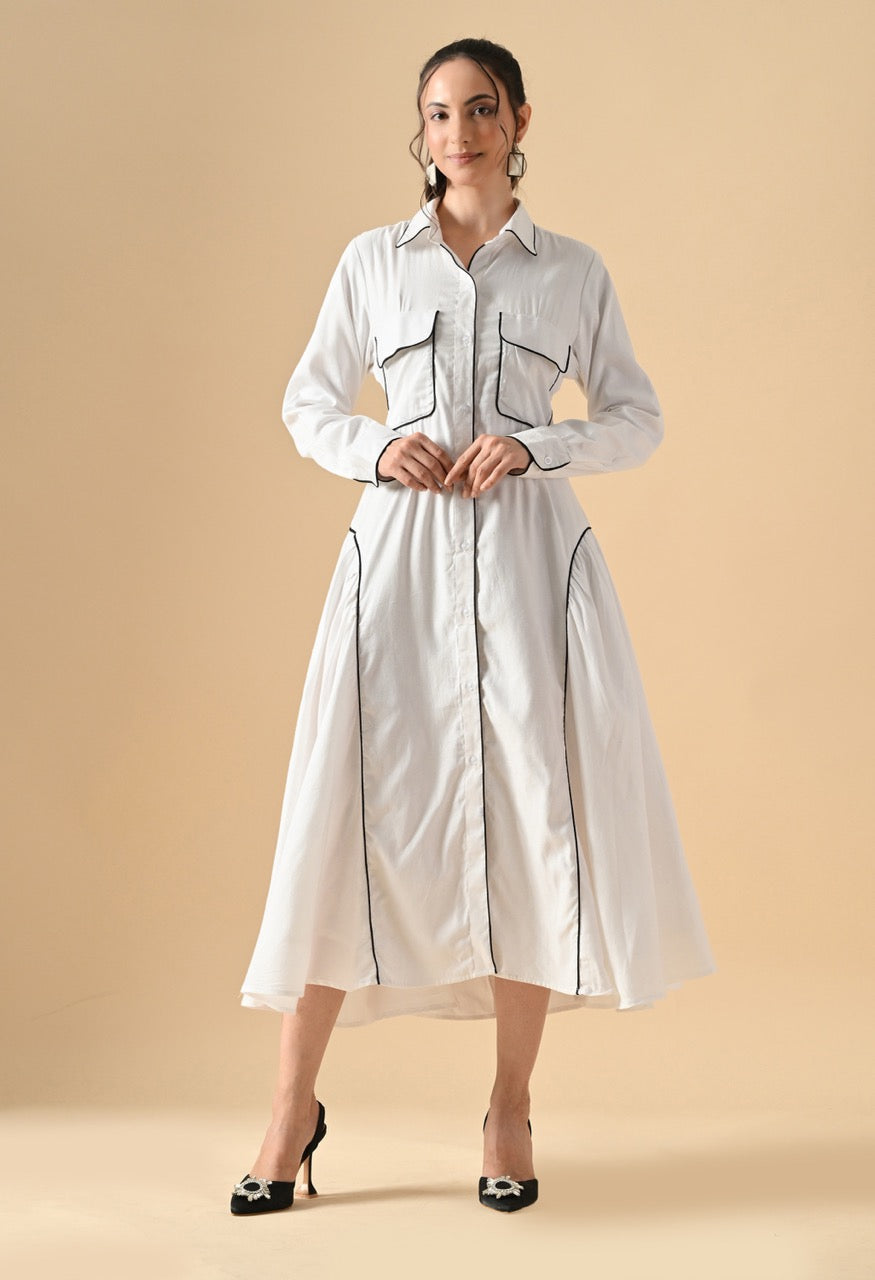 Pankh Siara Cotton Collared Front Opened Shirt Dress