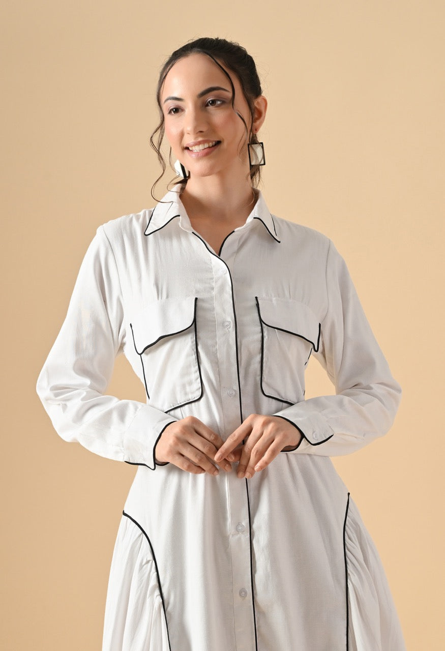 Pankh Siara Cotton Collared Front Opened Shirt Dress