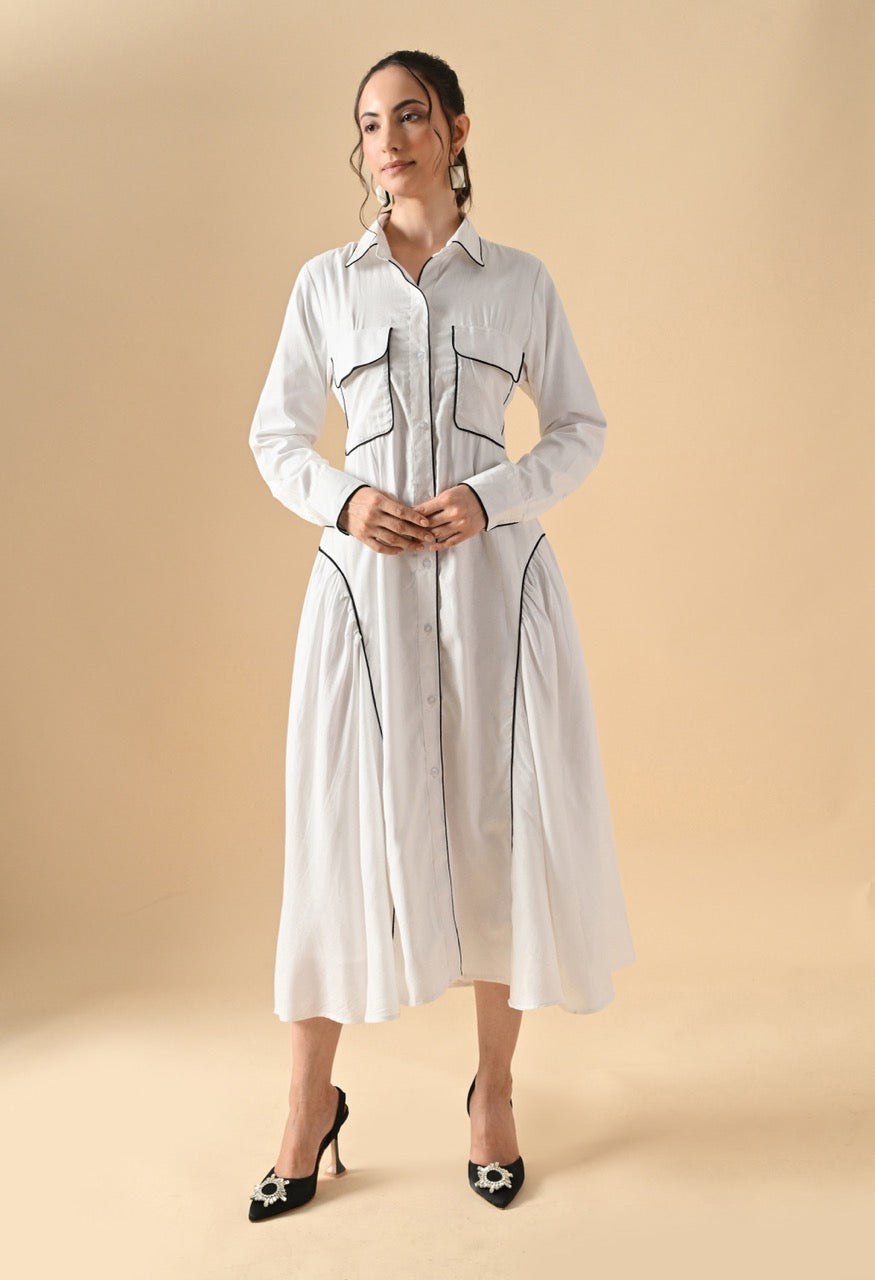 Pankh Siara Cotton Collared Front Opened Shirt Dress