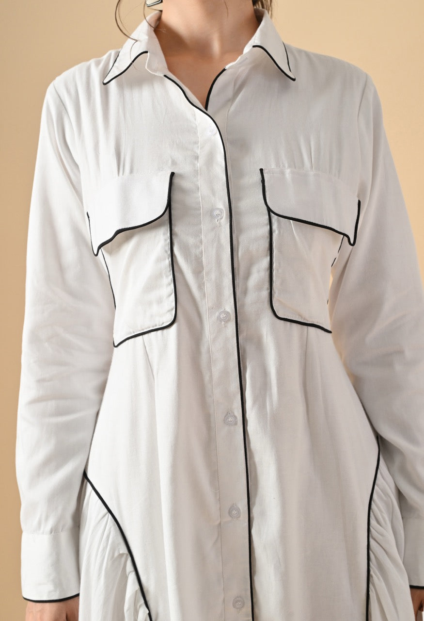 Pankh Siara Cotton Collared Front Opened Shirt Dress