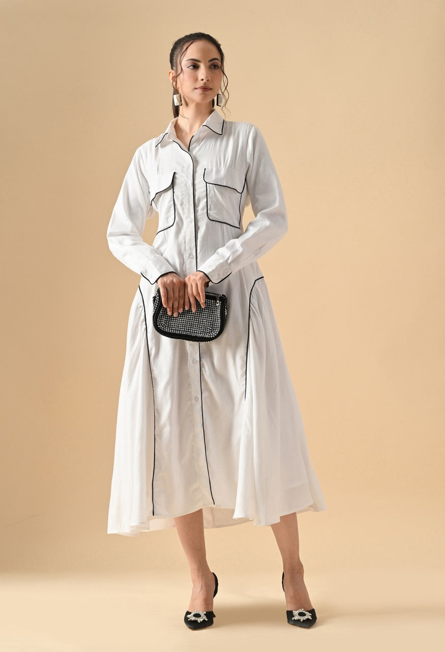 Pankh Siara Cotton Collared Front Opened Shirt Dress