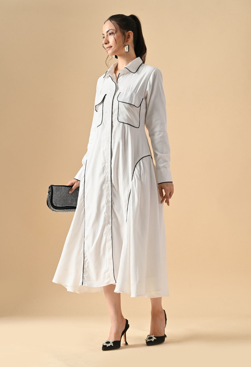 Pankh Siara Cotton Collared Front Opened Shirt Dress