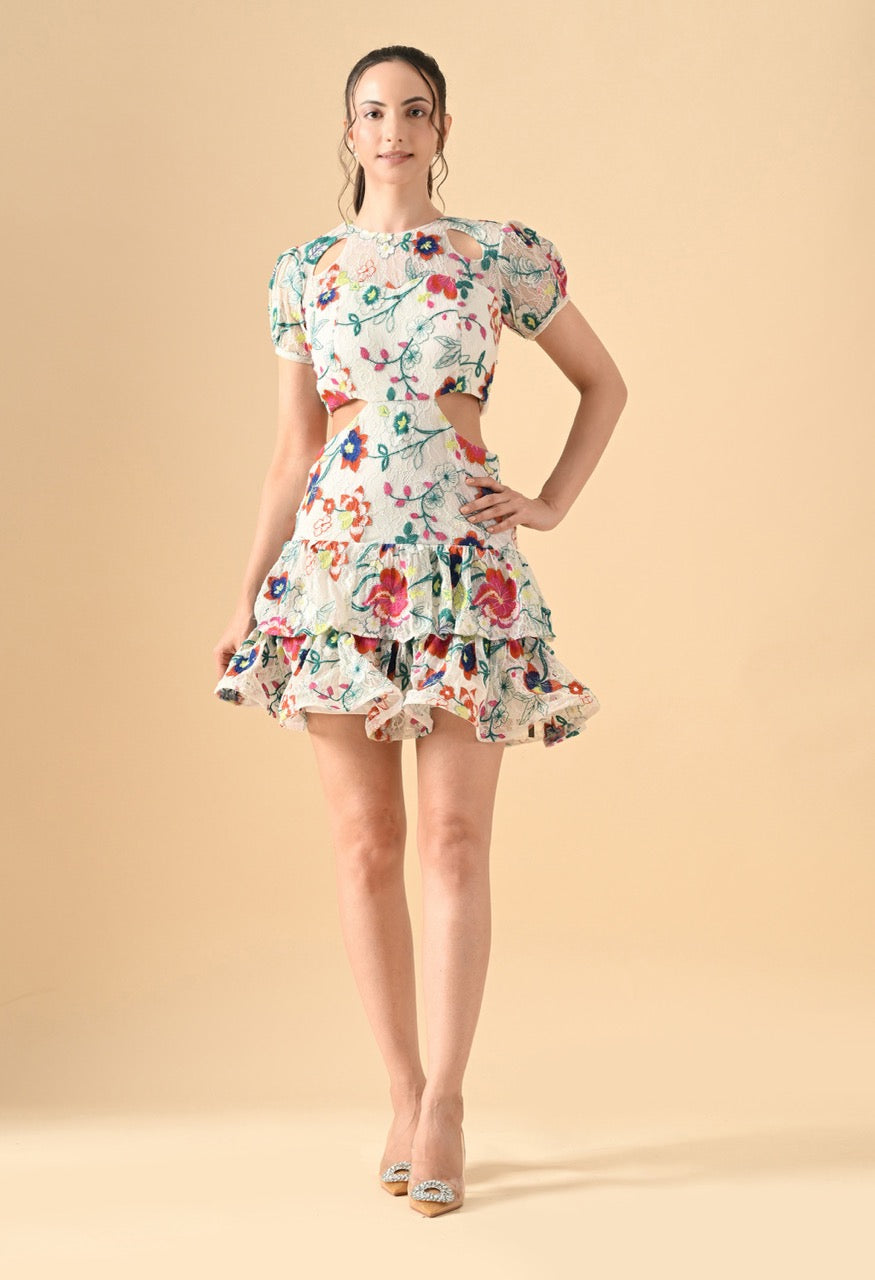 Pankh Axel Cut Out Floral Dress