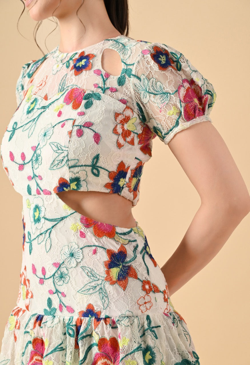 Pankh Axel Cut Out Floral Dress