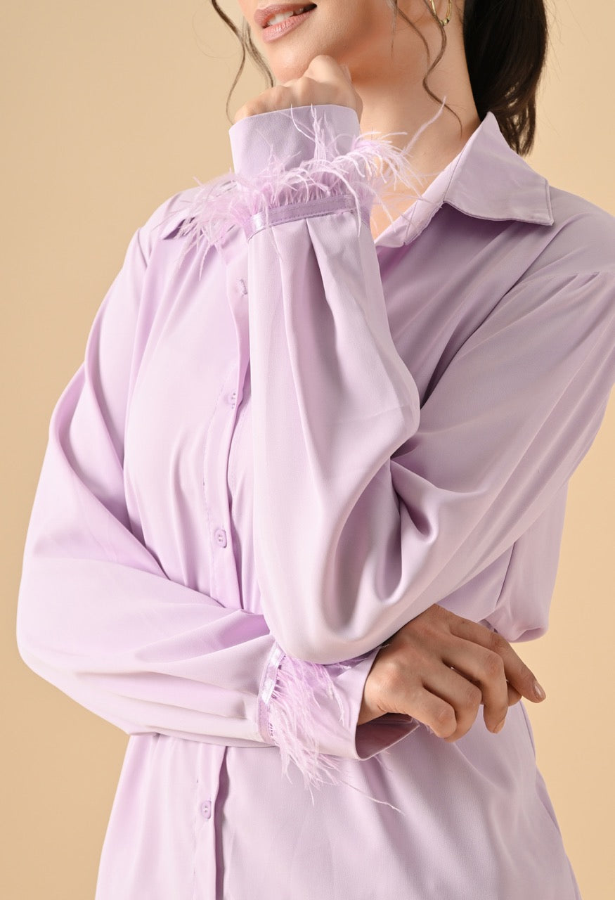 Pankh Efic Premium Satin Feather Sleeve Coord Set With Belt