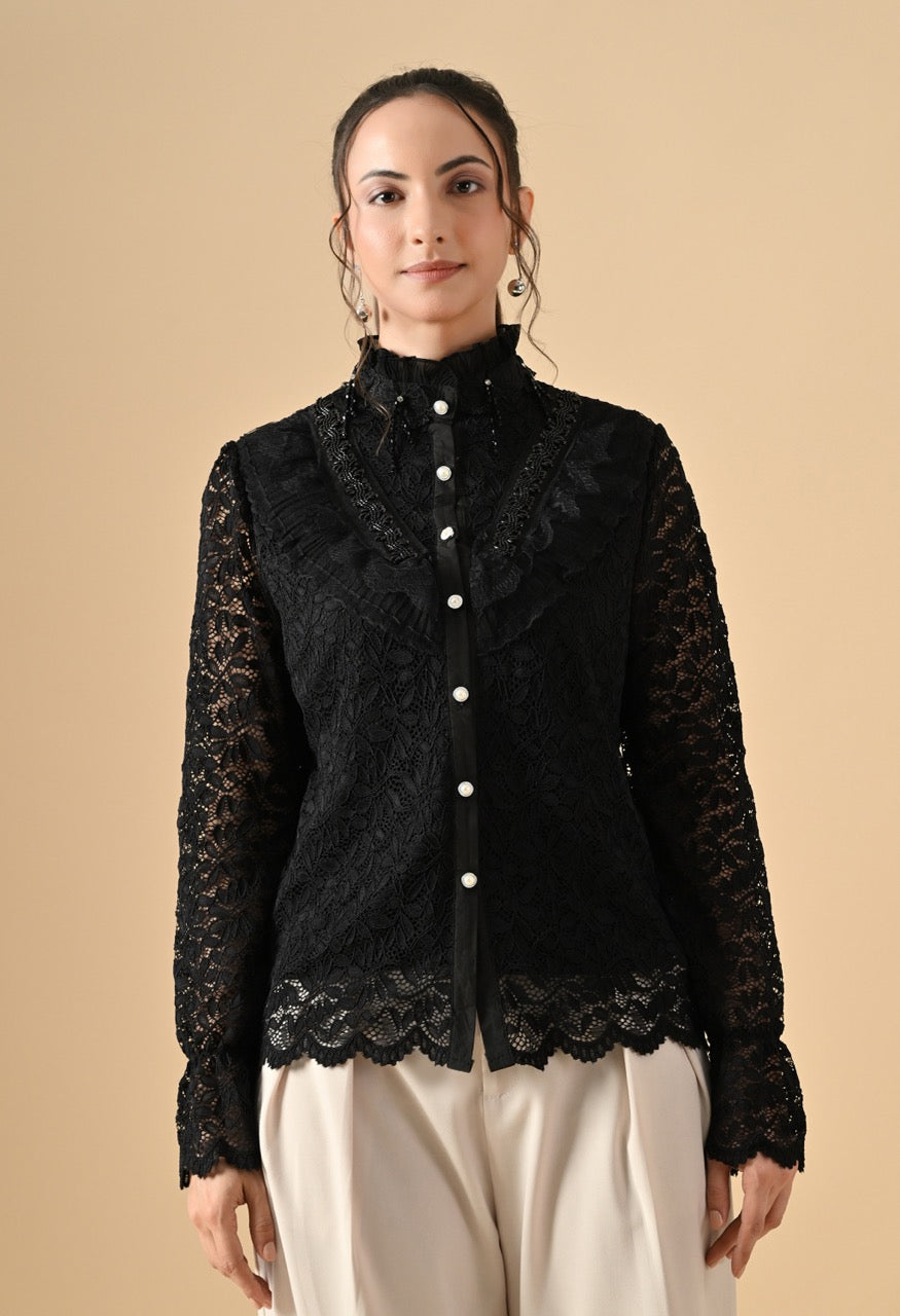 Pankh Gloria Lace Ruffle Stylish Shirt