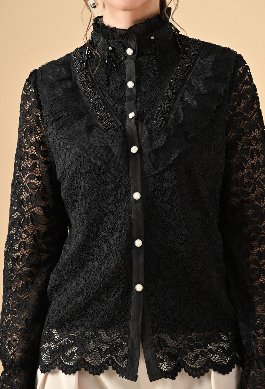 Pankh Gloria Lace Ruffle Stylish Shirt