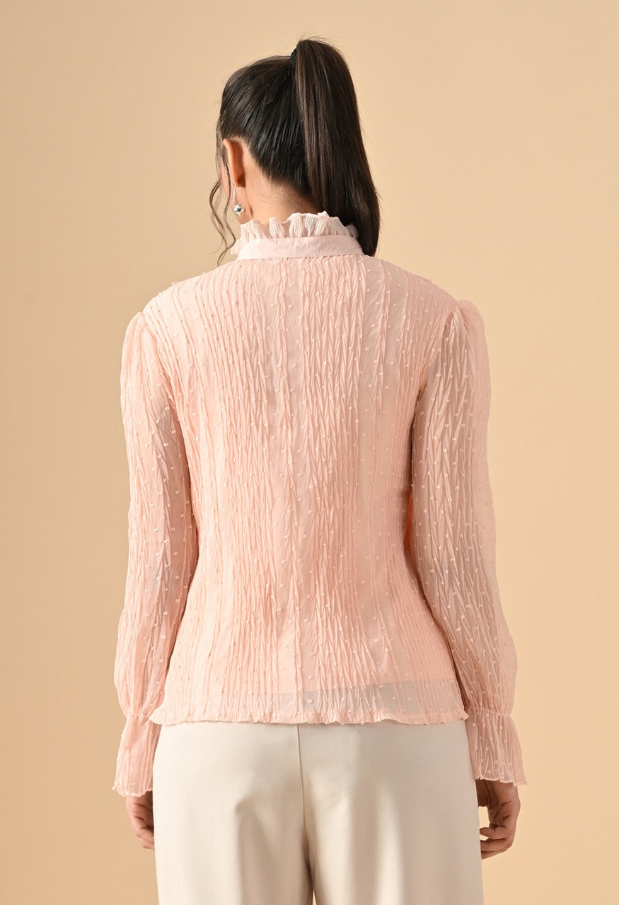 Pankh Nora Georgette Ruffle Stone Embellished Shirt