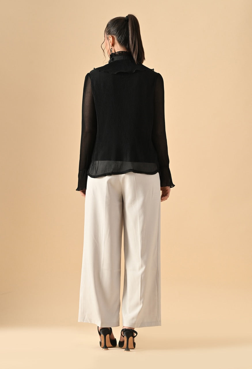 Pankh Clover Ruffle Stone Embellished Shirt