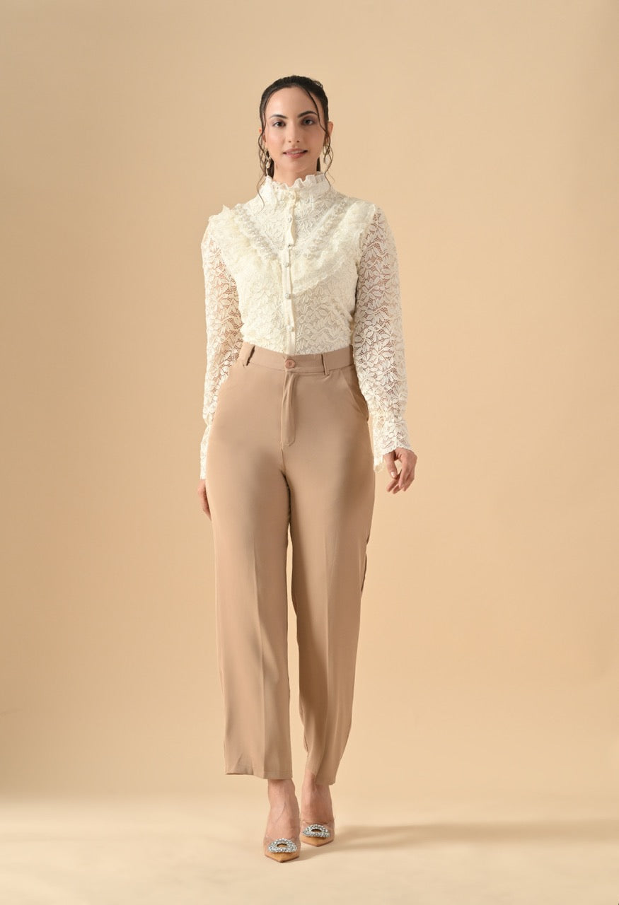 Pankh Gloria Lace Stone Work Ruffle Shirt