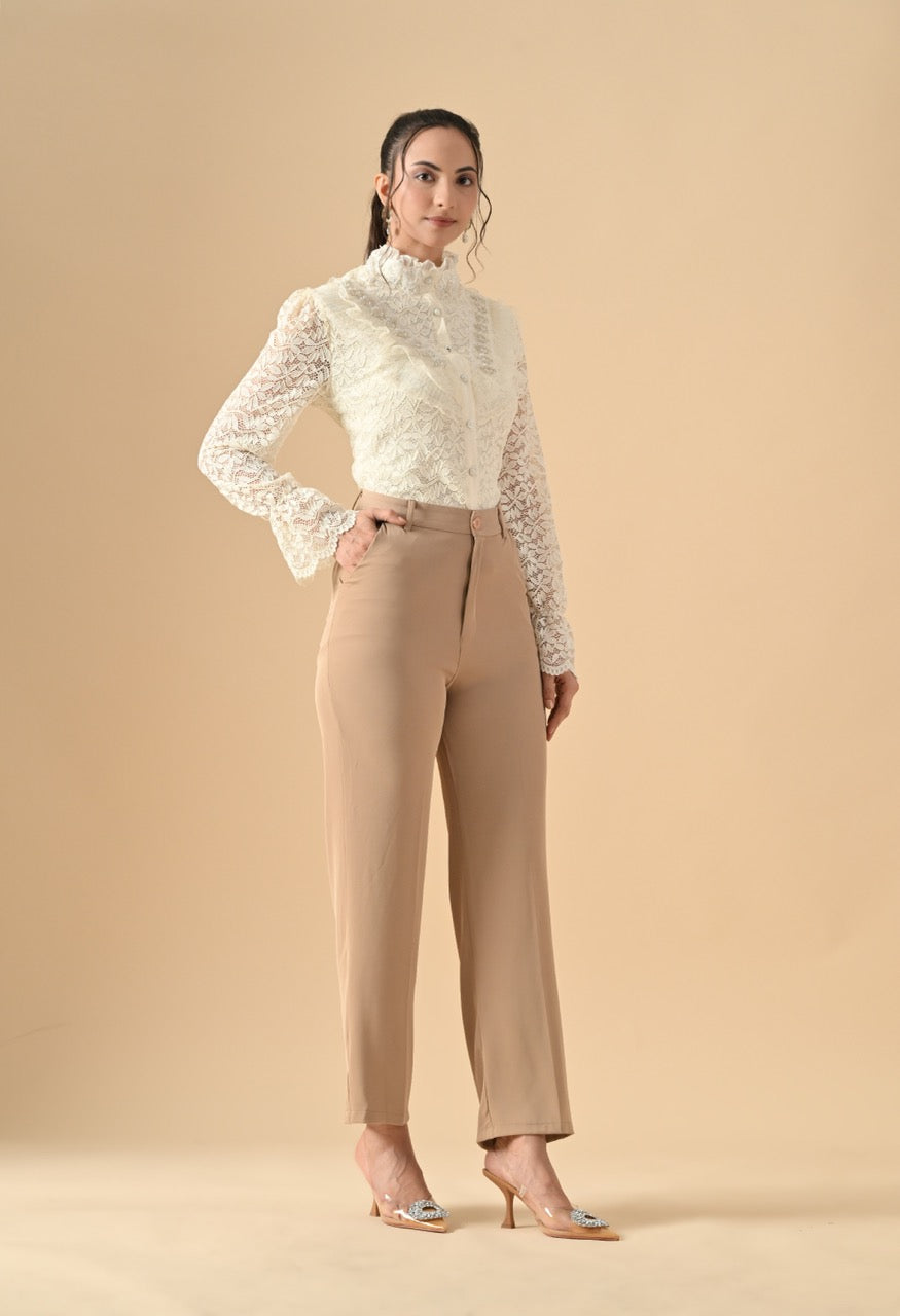 Pankh Gloria Lace Stone Work Ruffle Shirt