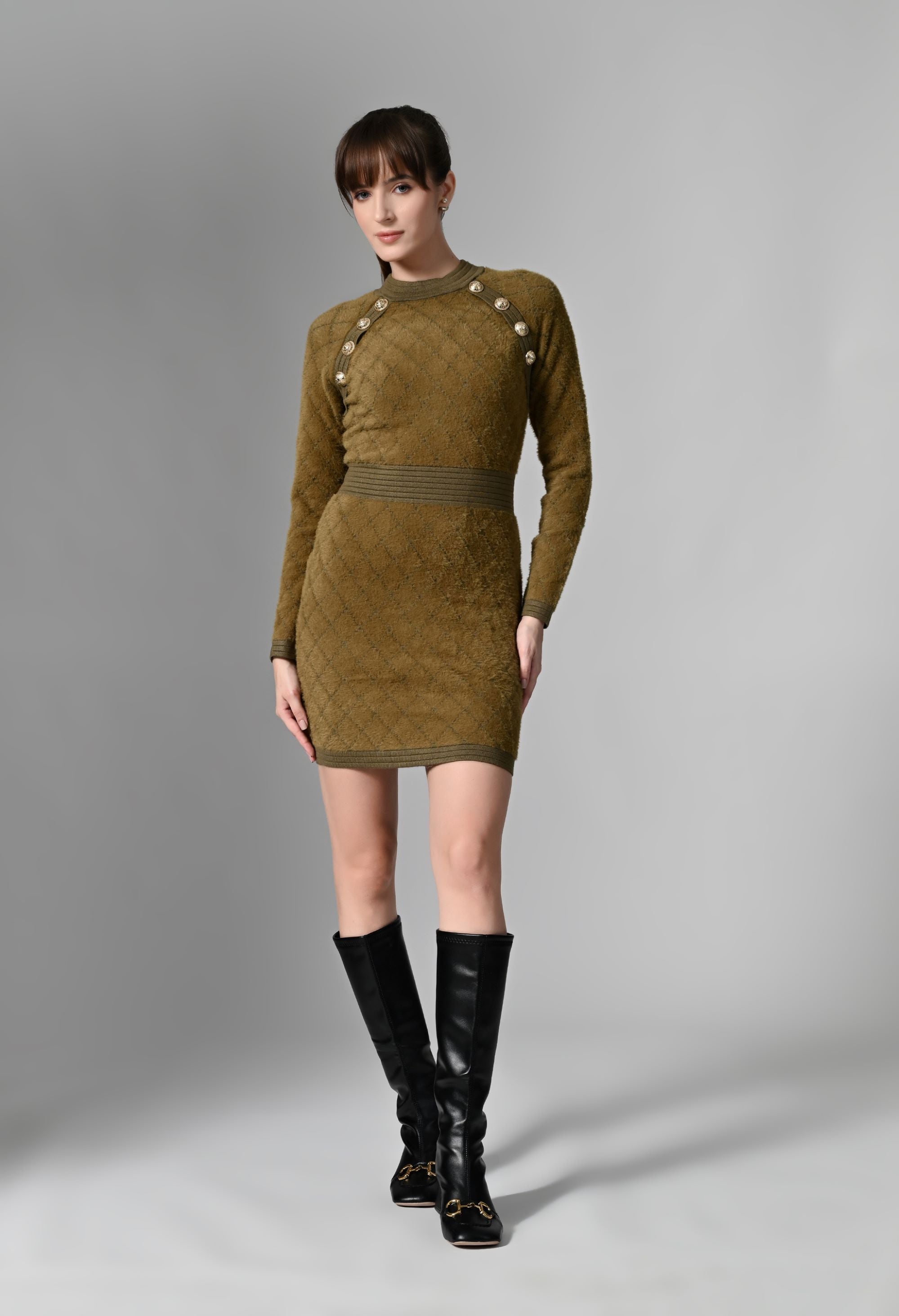 Pankh Risa Furry Woolen Bodycon Dress