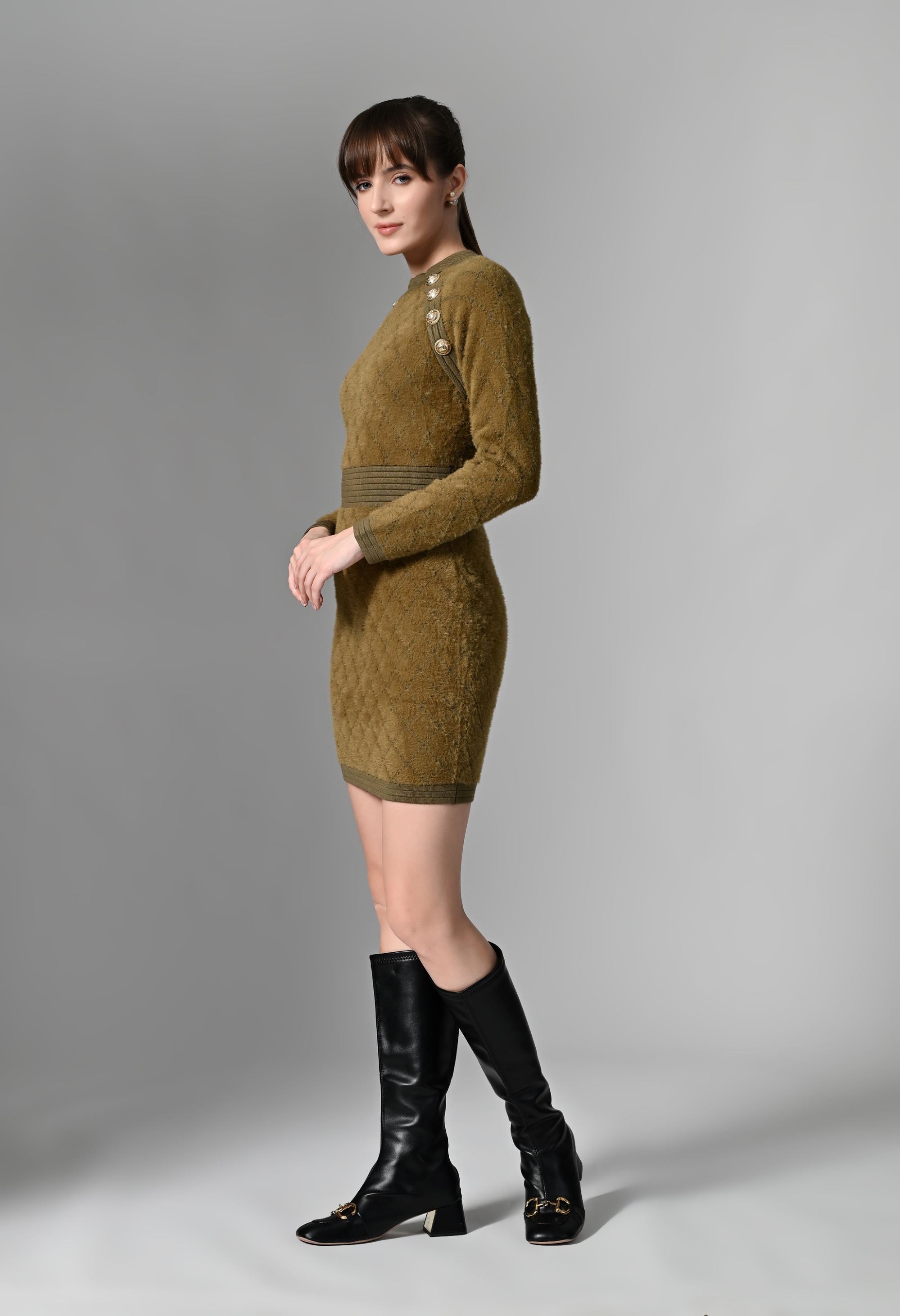 Pankh Risa Furry Woolen Bodycon Dress