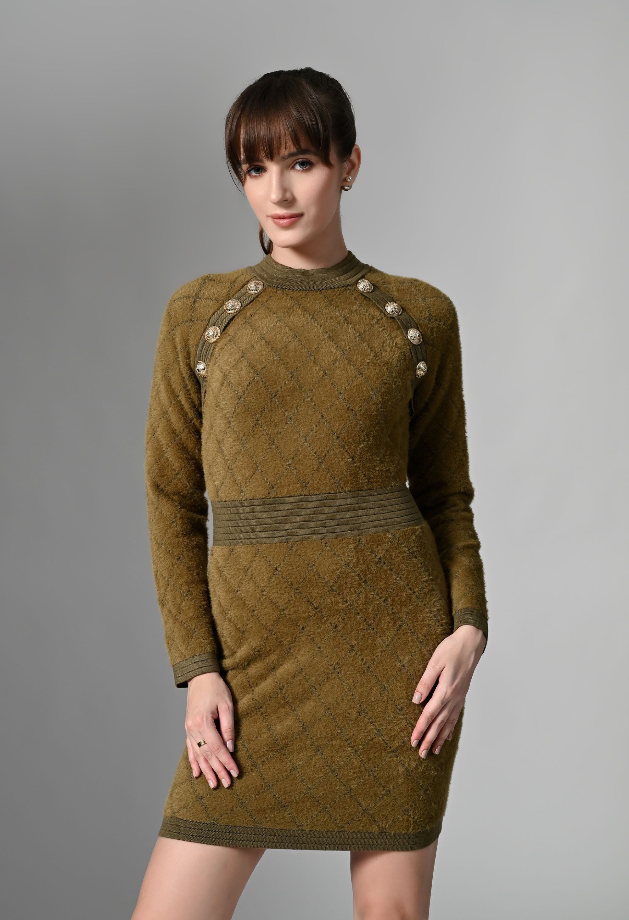 Pankh Risa Furry Woolen Bodycon Dress