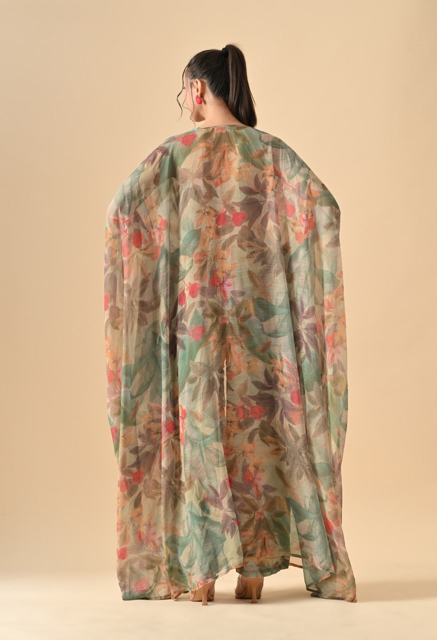 Pankh Hayley Floral Printed 3 Piece Cape Coord Resort Wear Set