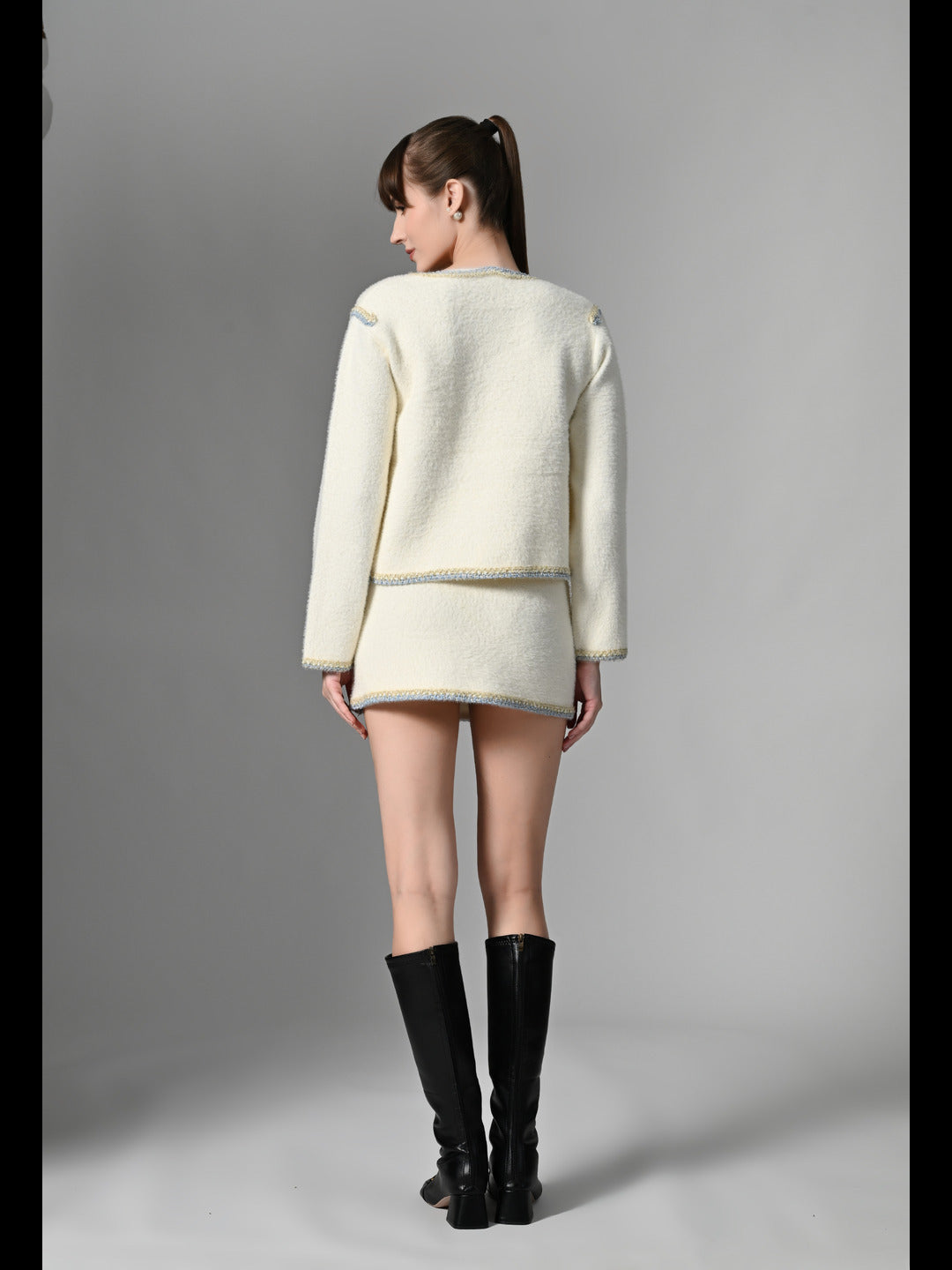 Pankh Molly Ivory Textured Knit Co-ord Set