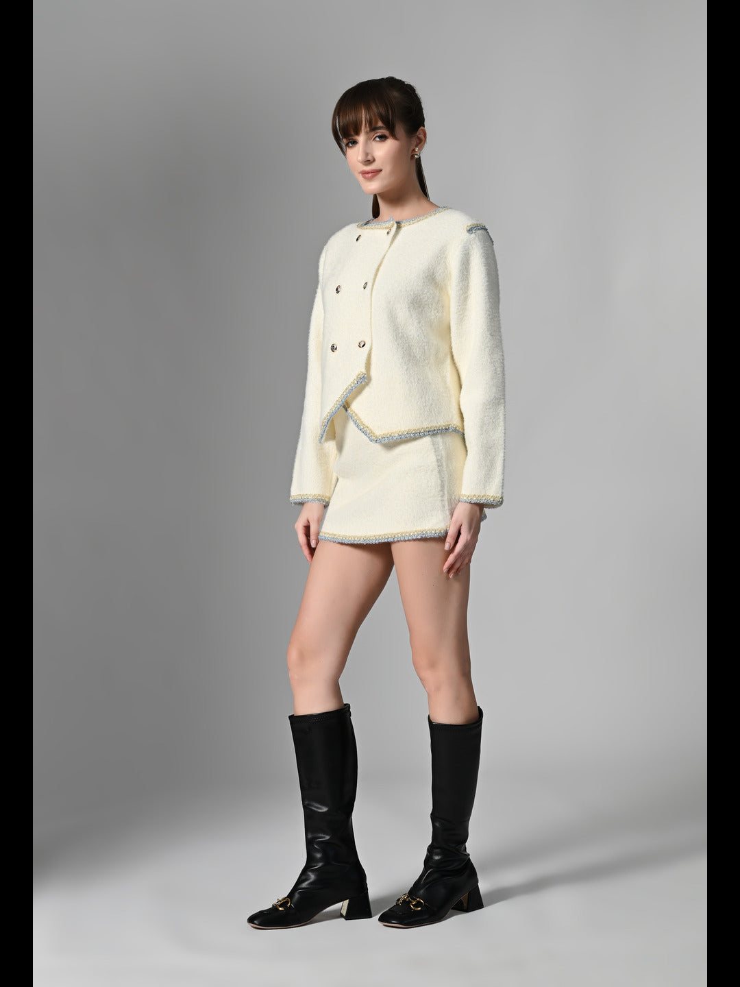 Pankh Molly Ivory Textured Knit Co-ord Set