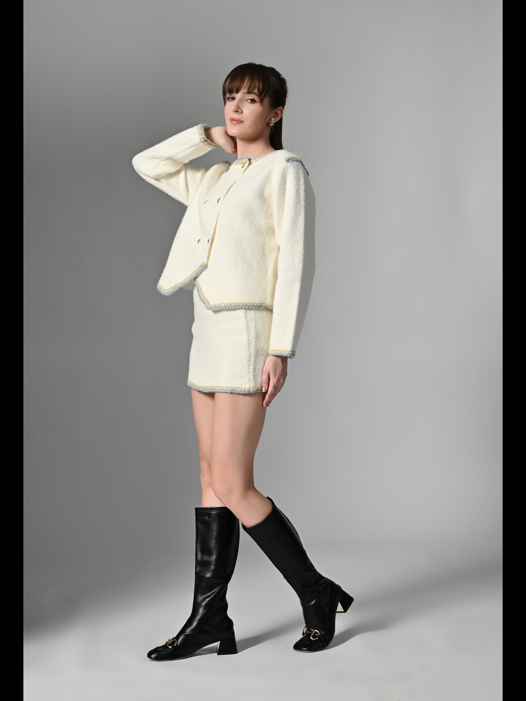 Pankh Molly Ivory Textured Knit Co-ord Set