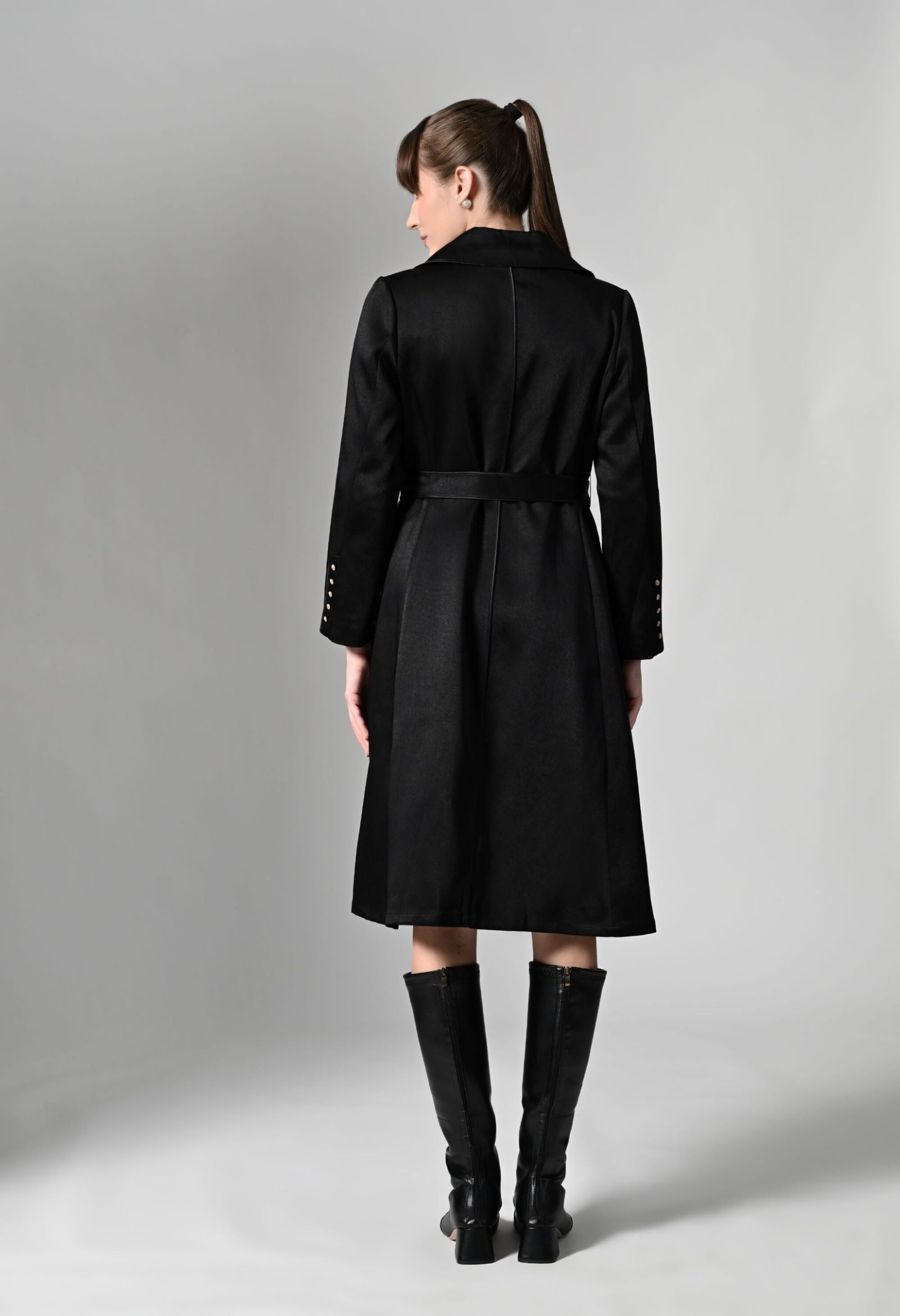 Pankh Perky Luxury Suede Blazer Overcoat With Detachable Scarf