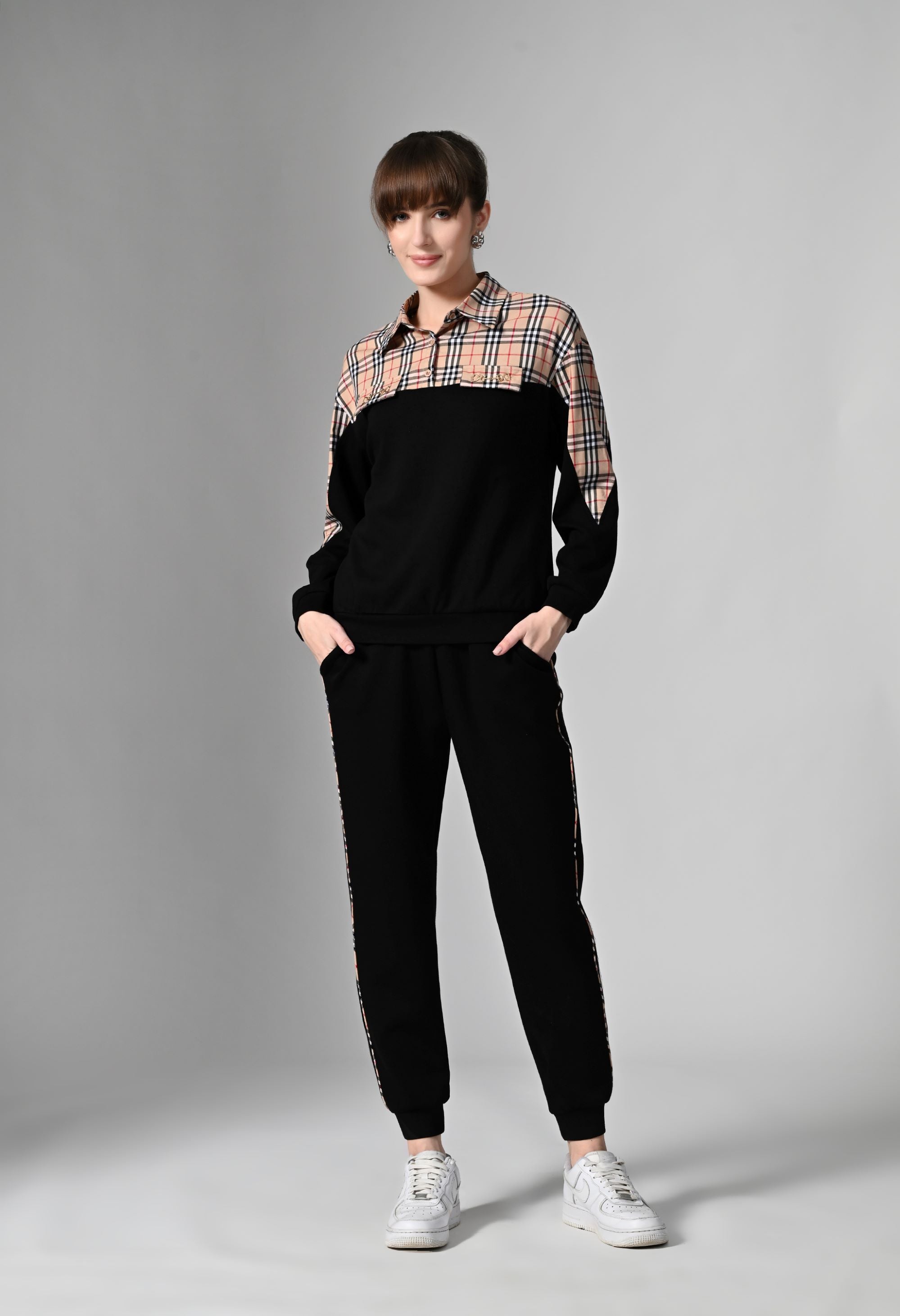 Pankh Norway Luxe High Quality Plaid Tracksuit Travel Coord Set